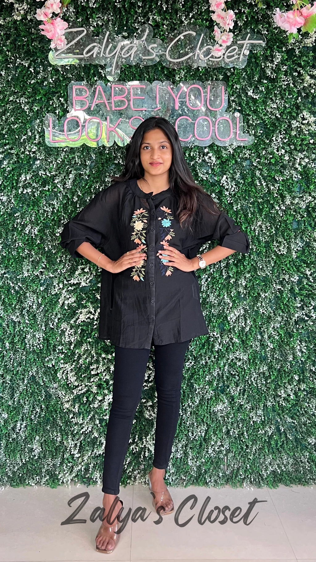 Embroidered Tops Plus Size - Black, 44 " - 48 " image