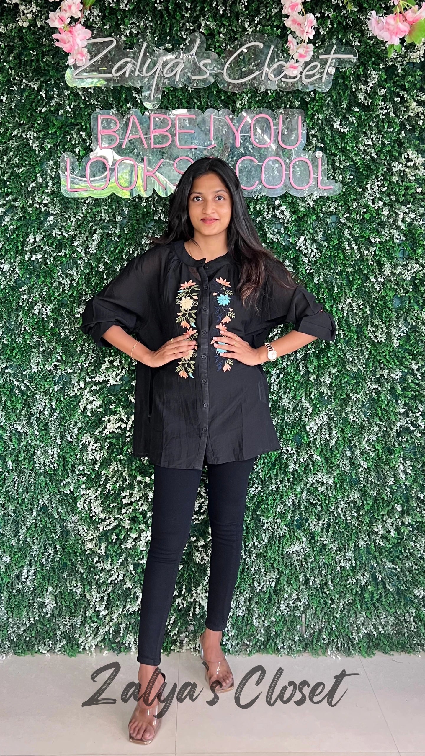 Embroidered Tops Plus Size - Black, 44 " - 48 " image