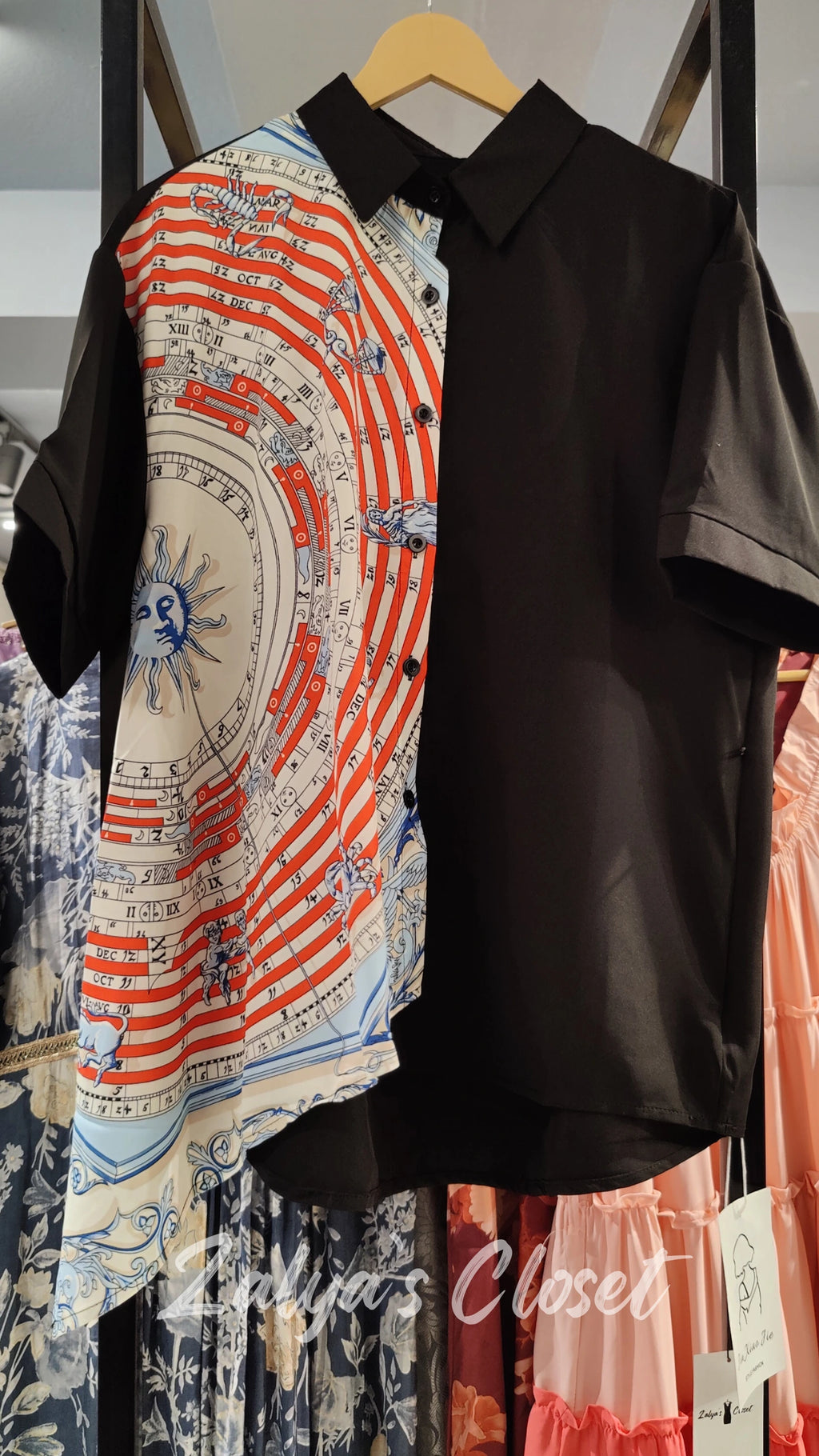 One Side Printed Asymmetrical Imported Shirt image 8