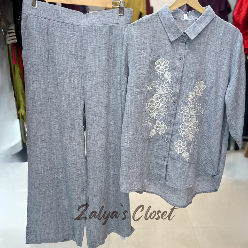 Linen Embroidered Co-ord Set image 8