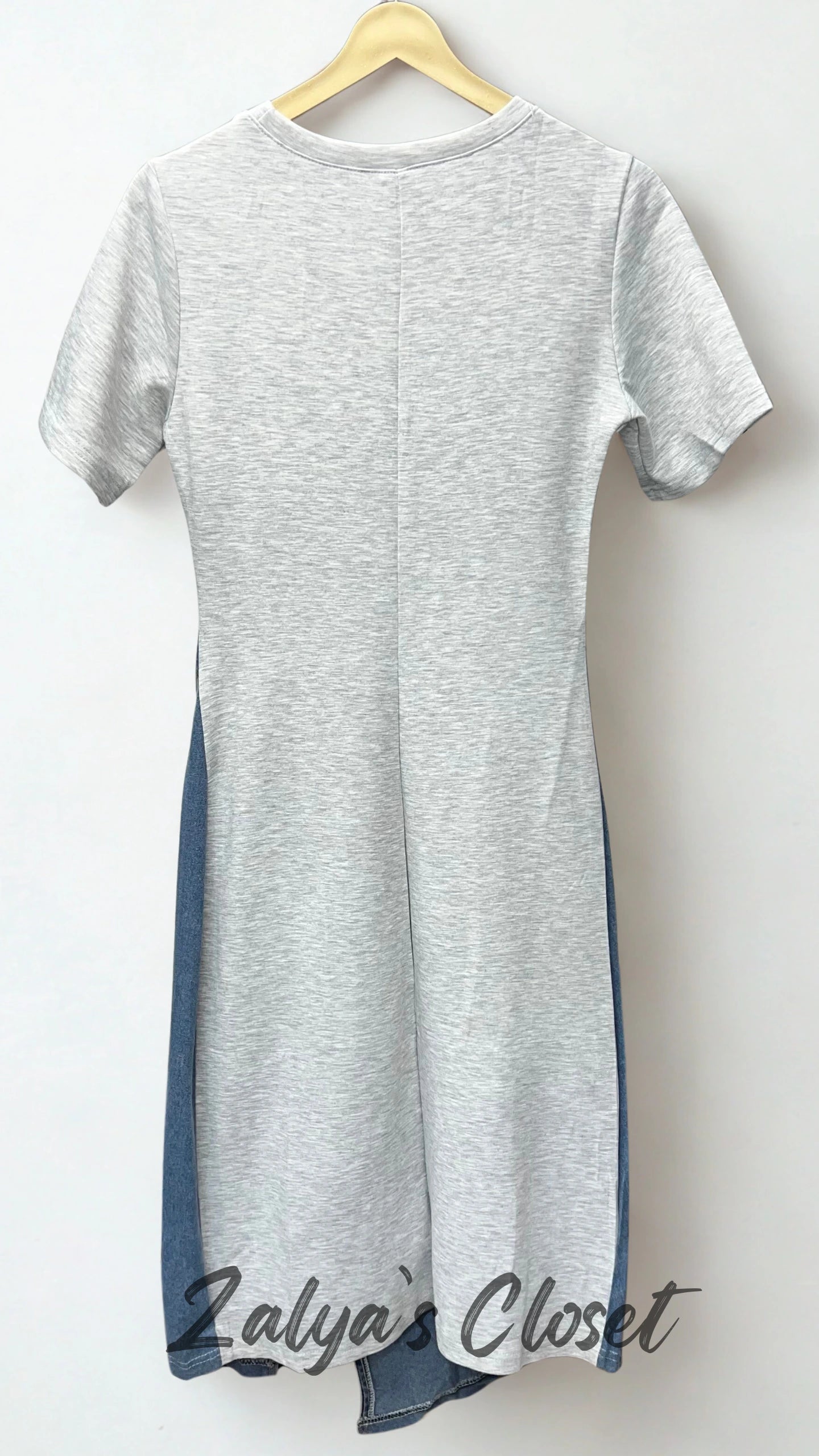 Imported Denim Dress with Front Slit image 1