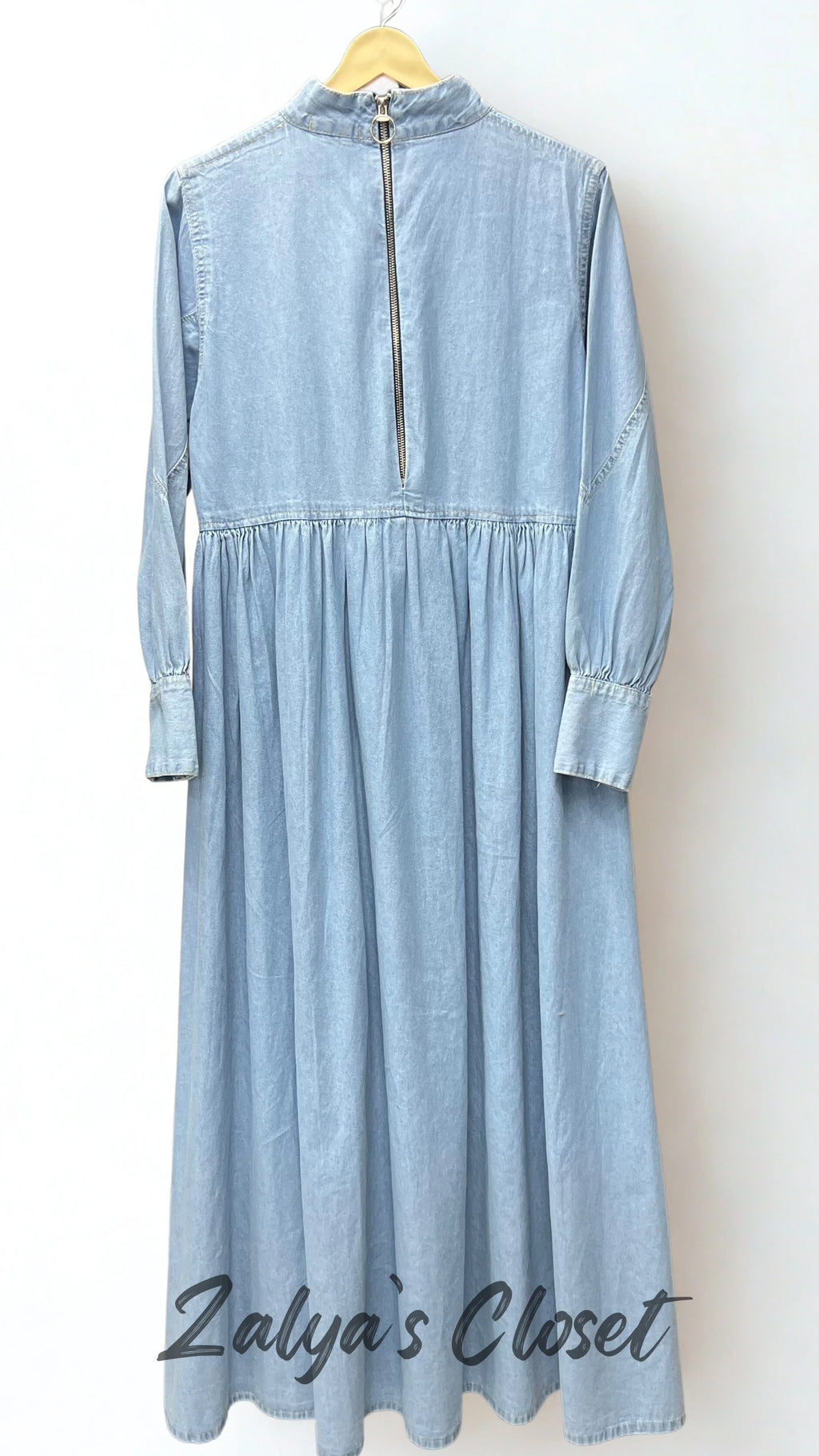 Collar Cotton Denim Long Dress image 1