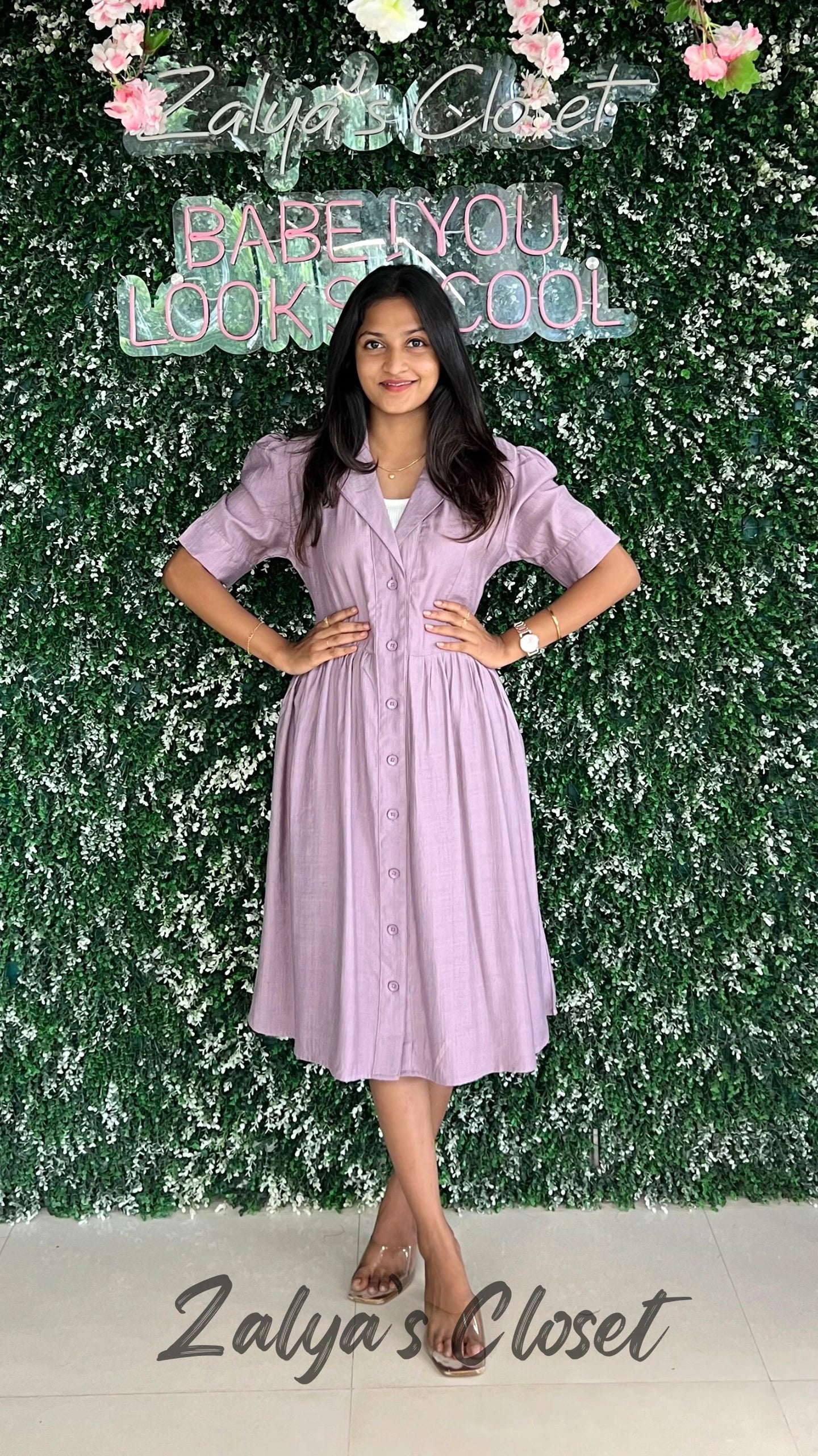 Collar Neck Cotton Puff Sleeve Dress image 22