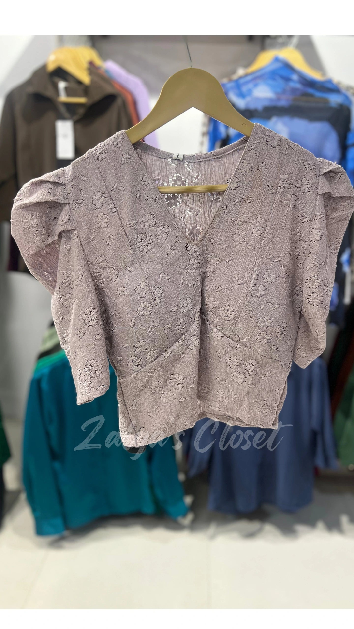 Puff Sleeve Padded Crochet Top image 2