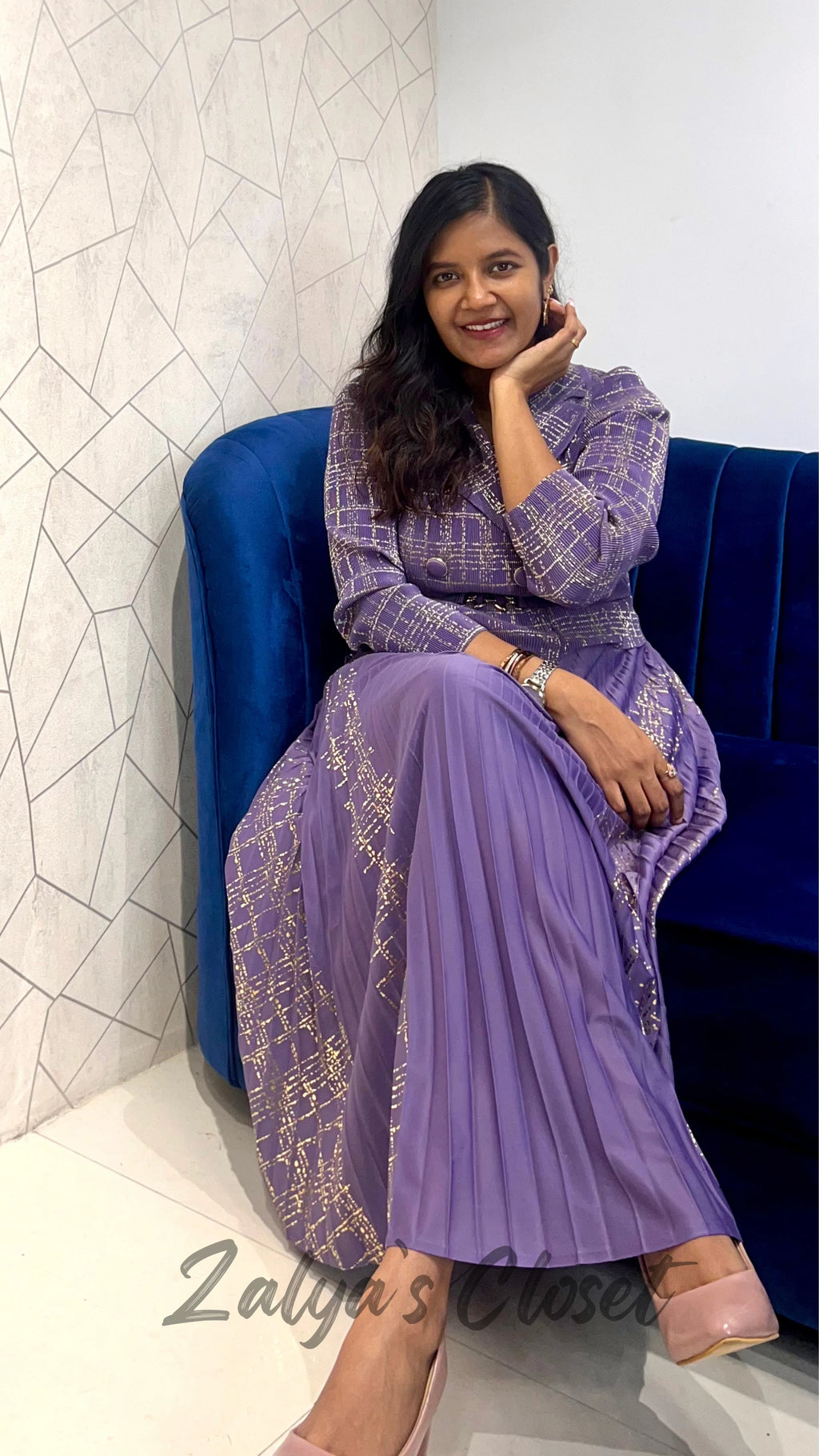 Imported Foil Printed with attached belt Magic Dress image 8