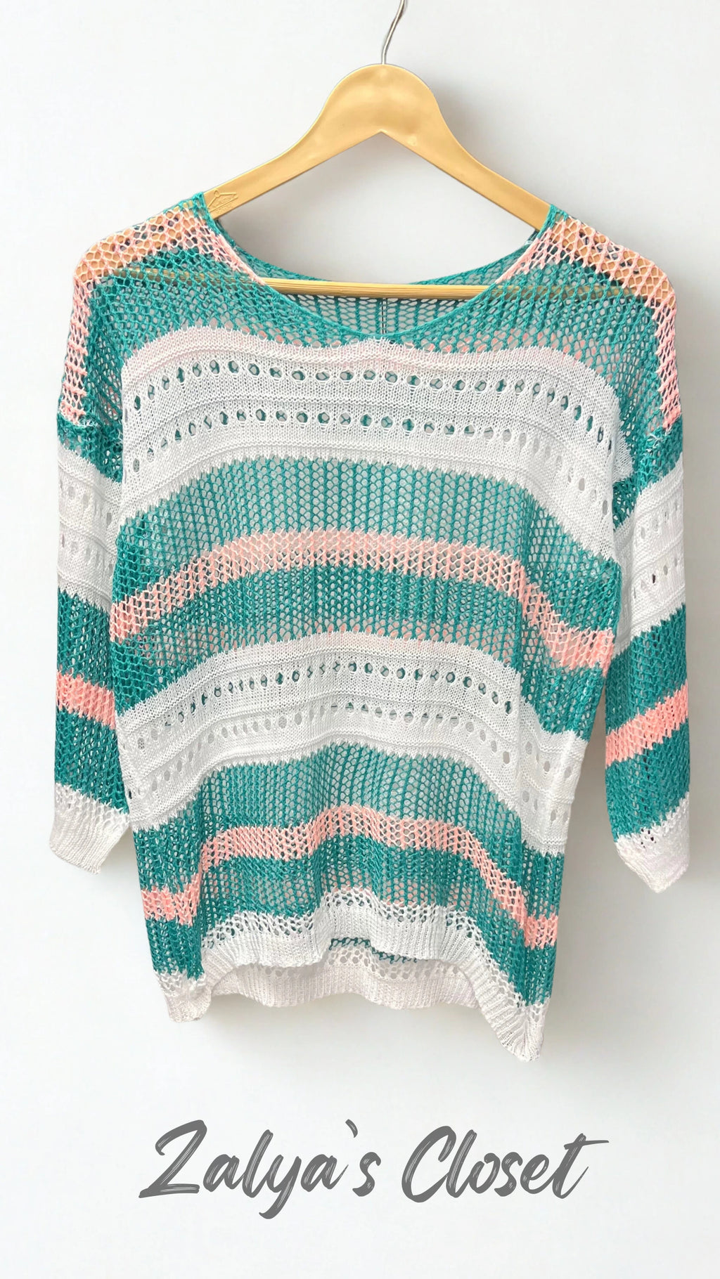 Horizontal Striped Crochet Tops - Dark Green image