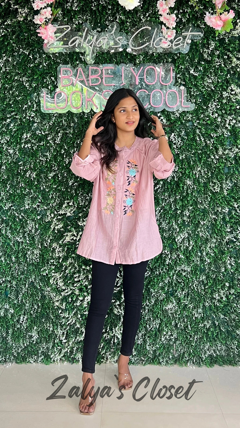 Embroidered Tops Plus Size - Pink, 44 " - 48 " image