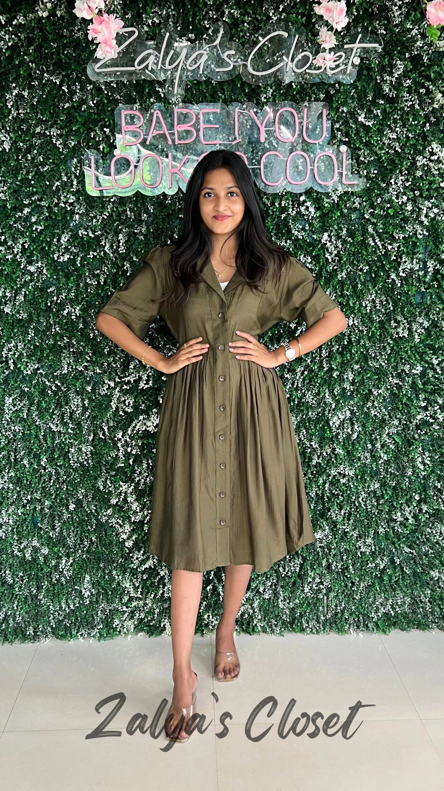 Collar Neck Cotton Puff Sleeve Dress image 0