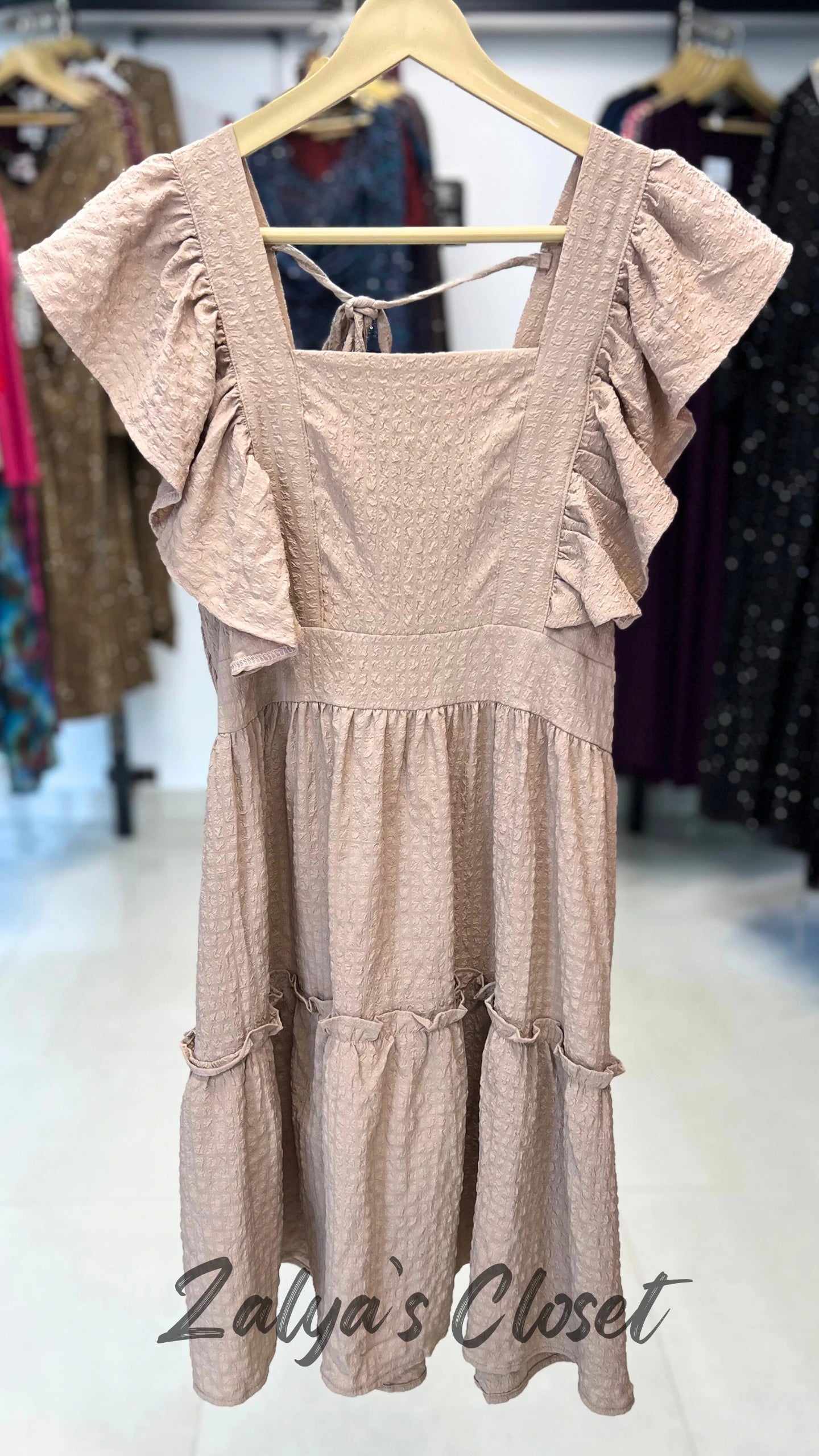 Solid Puff Tiered Dress image 3