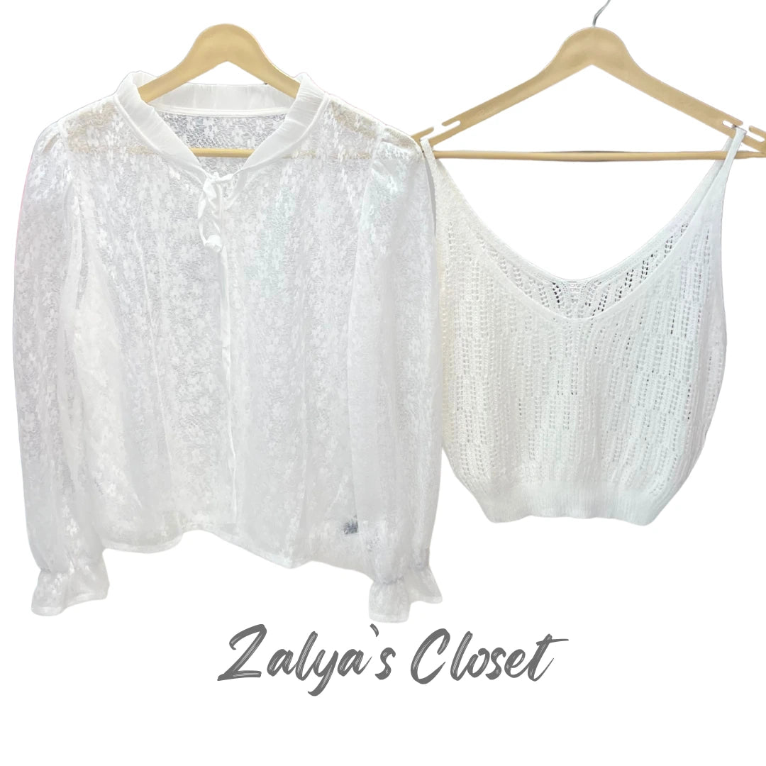 White Lace Top with Vest on Top image 6