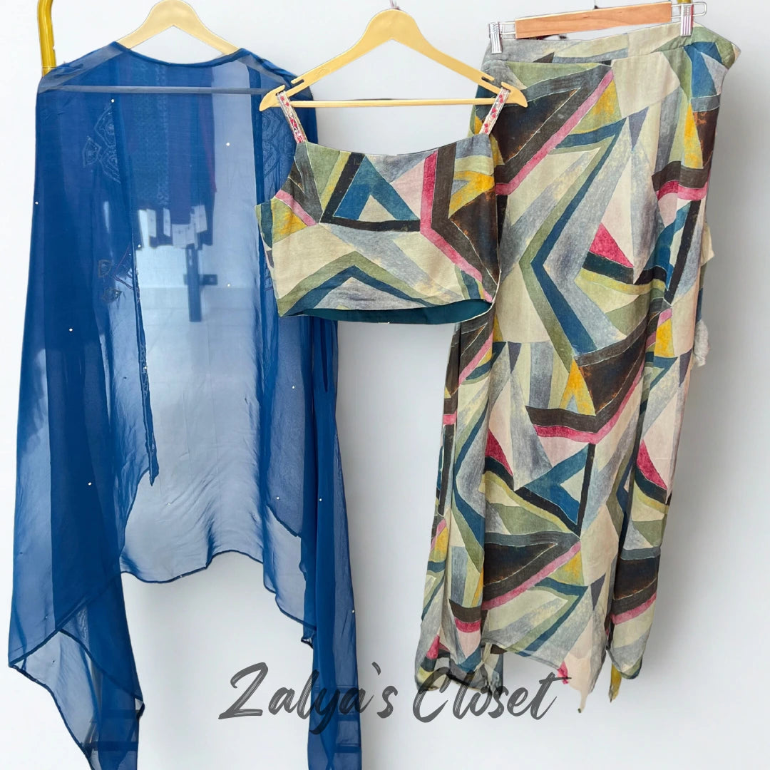 Indo Western Draped Skirt Set image 2