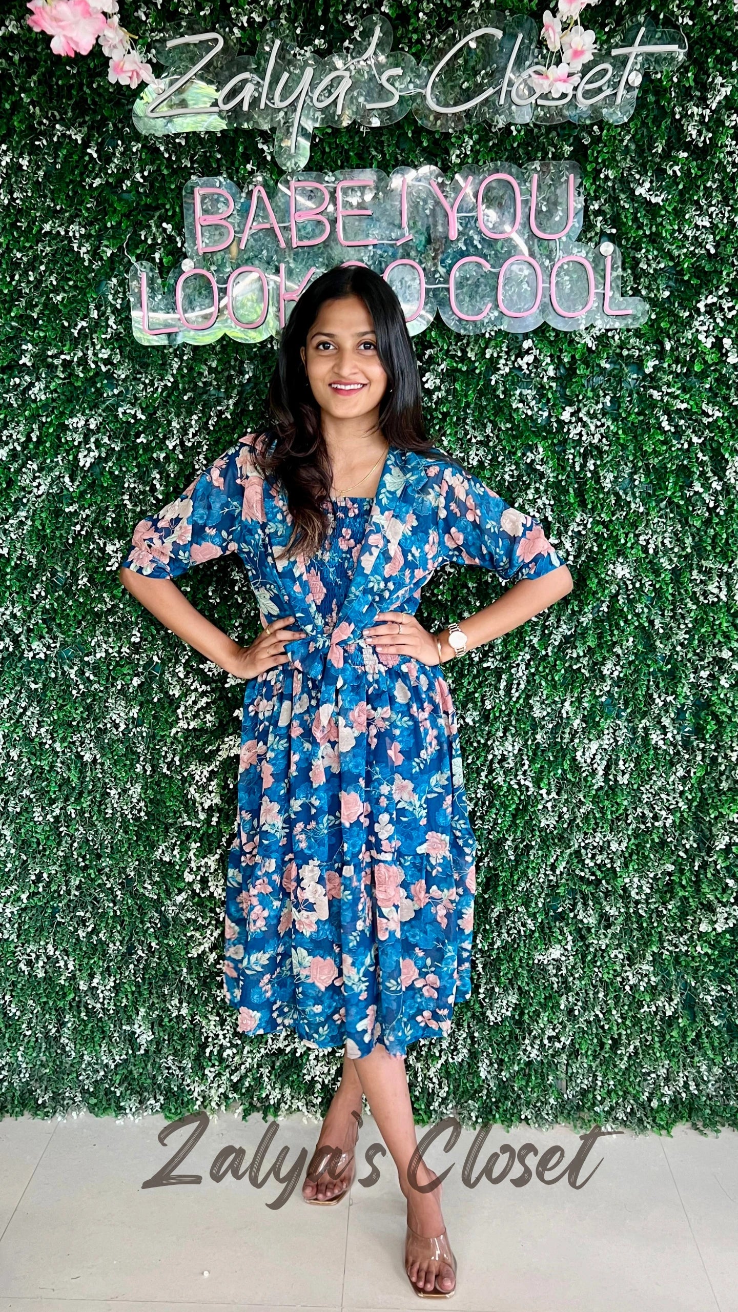 Knee Length Georgette Slip with Cropped Shrug image 4