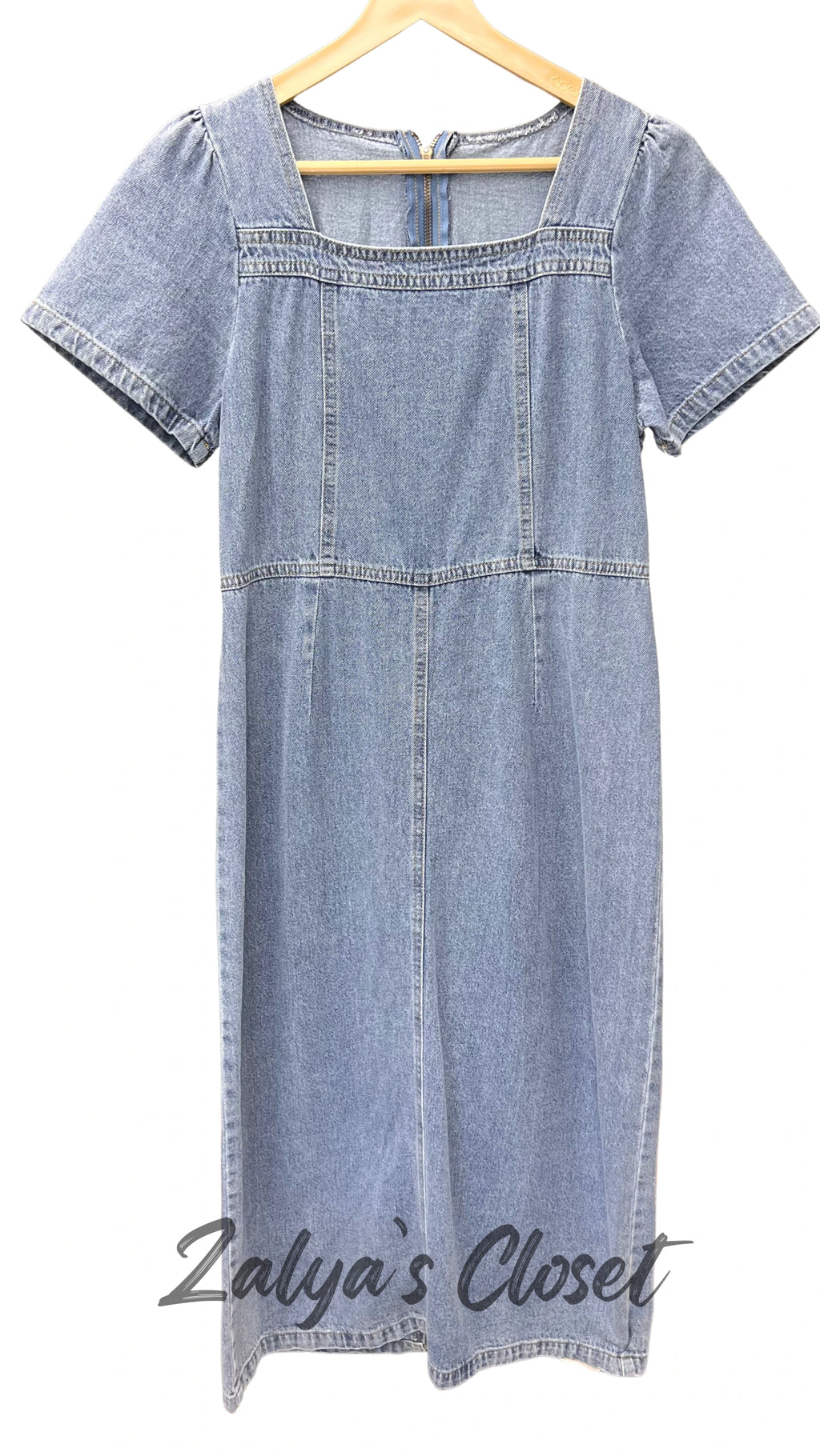 Imported Square Neck Denim Dress image 0