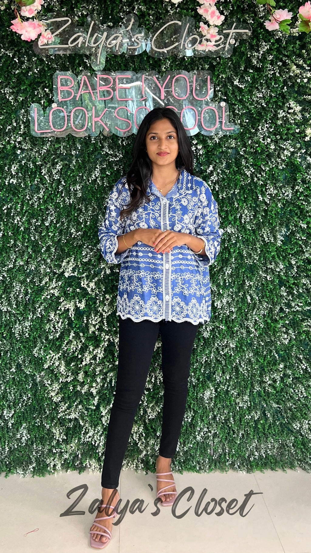 Fully Embroidered Shirt - Blue image