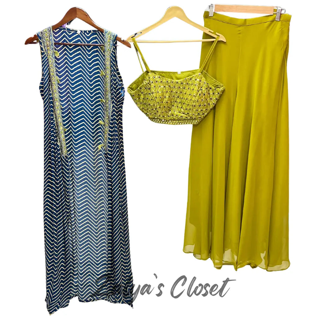 Indo-western 3pcs co-ord set with tassels shrug - 36 - 40 image