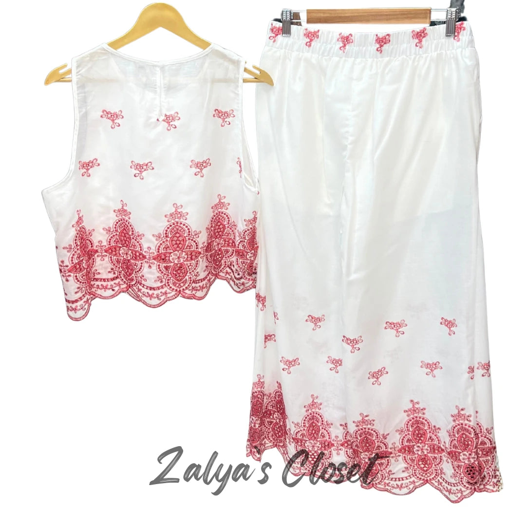 White & Pink Bottom Printed vest and Pant Co-ord set image 4