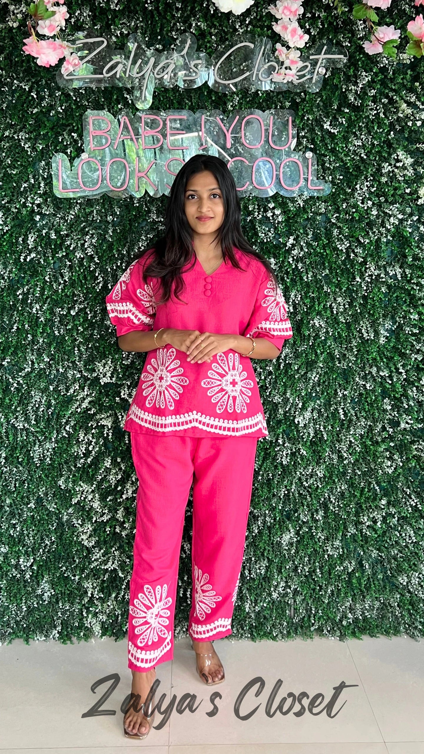 Cropped Pant and Top Co-ord Set - Pink image