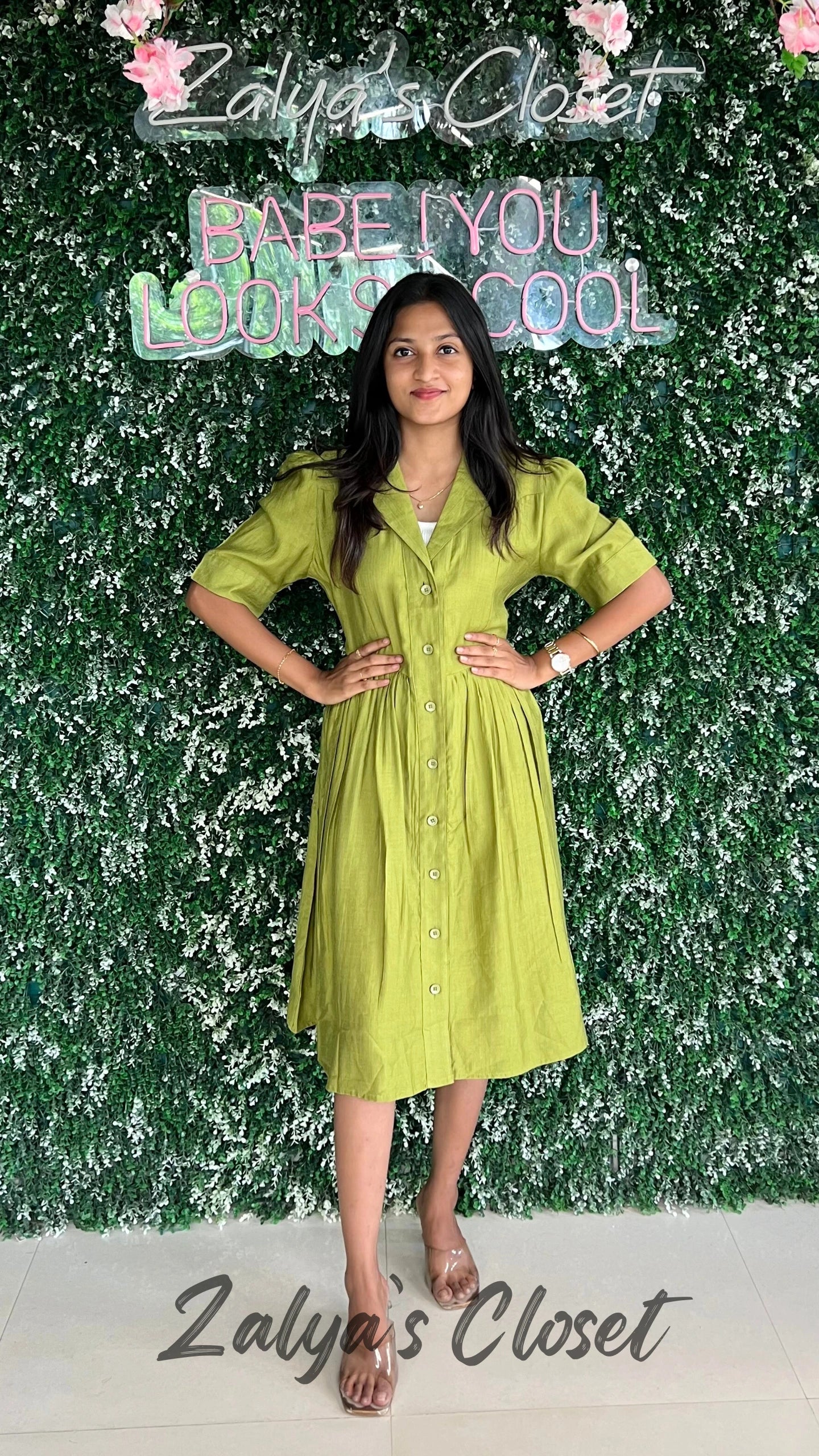 Collar Neck Cotton Puff Sleeve Dress image 9