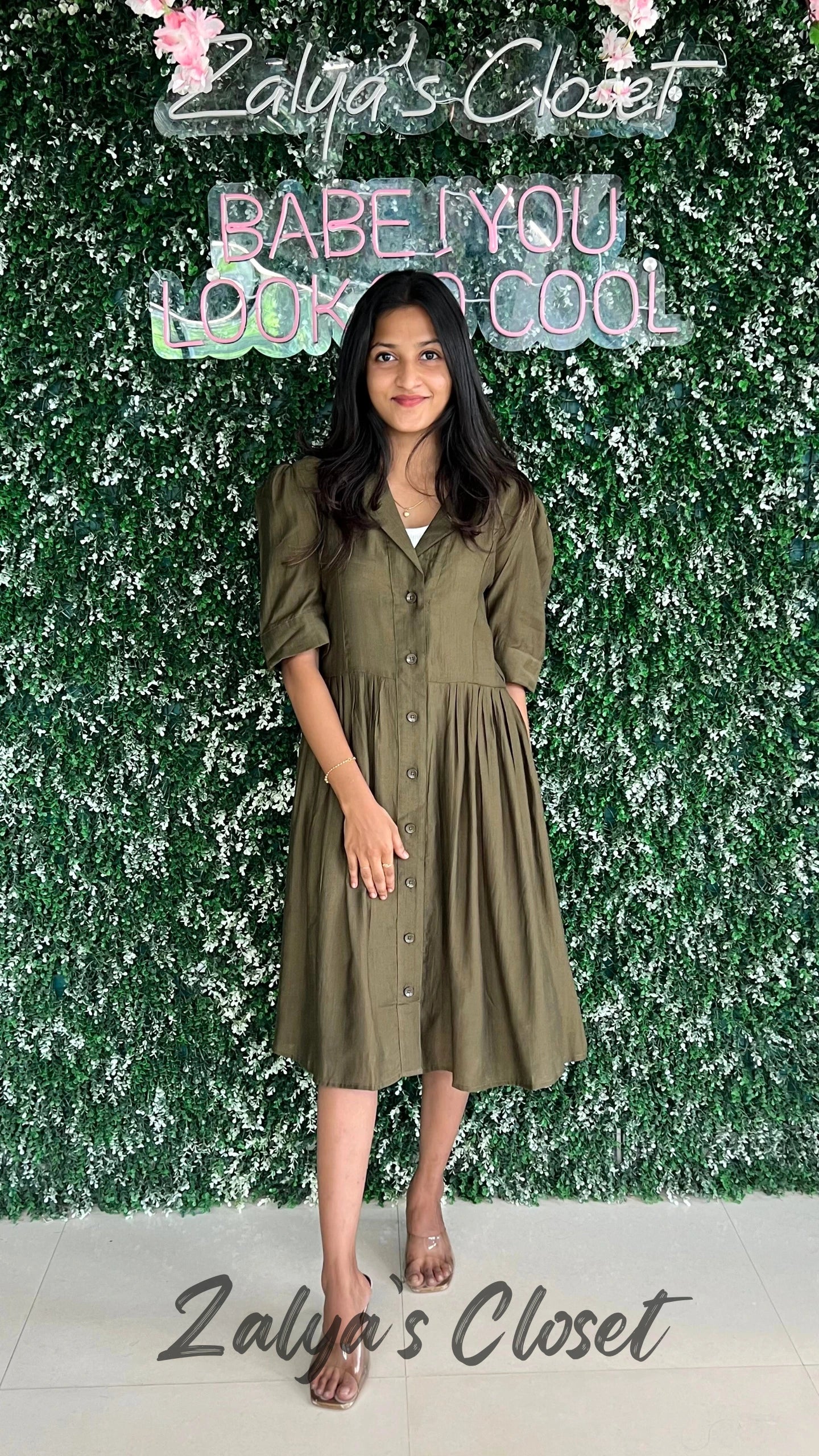 Collar Neck Cotton Puff Sleeve Dress image 18