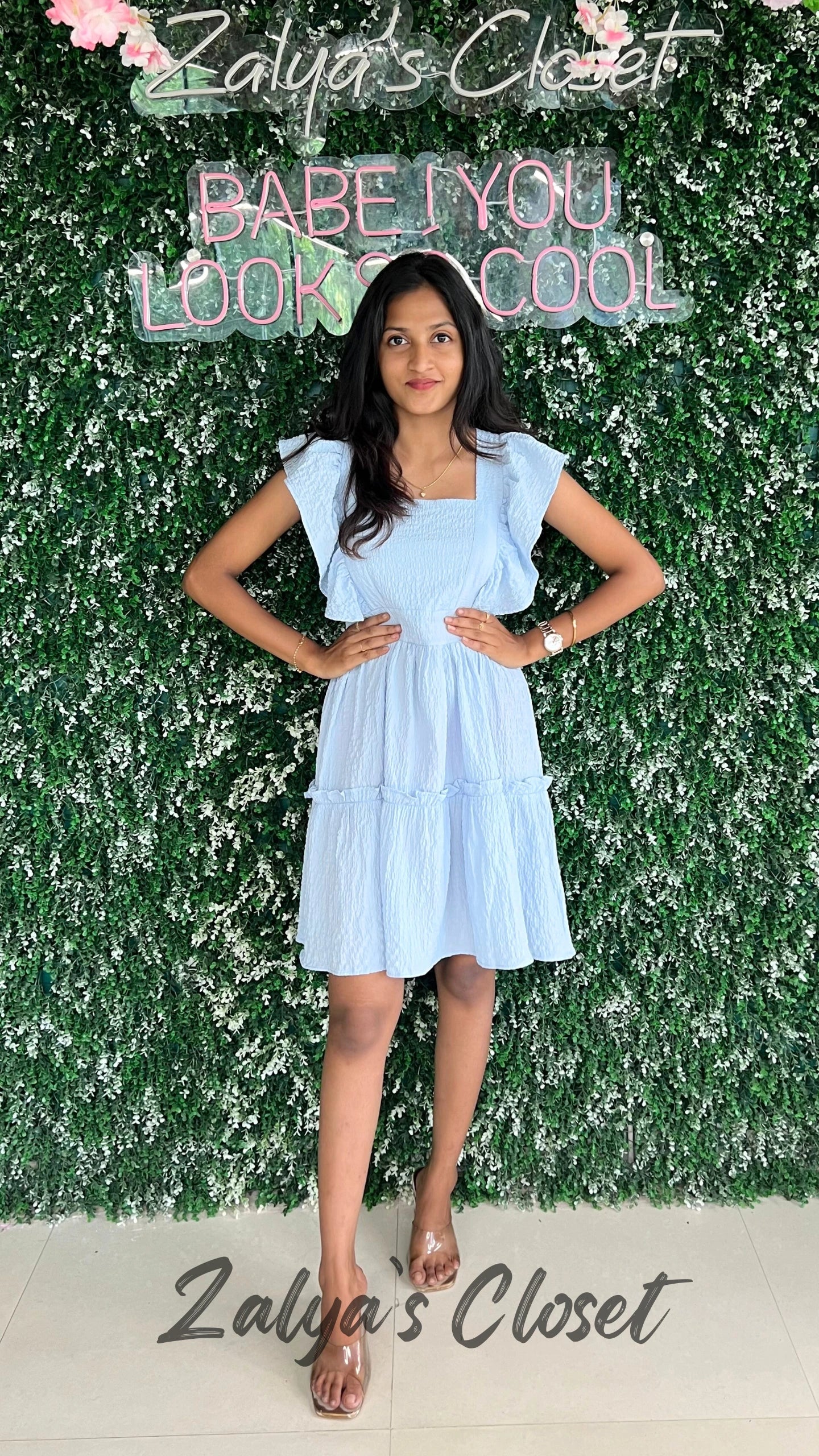 Solid Puff Tiered Dress image 0