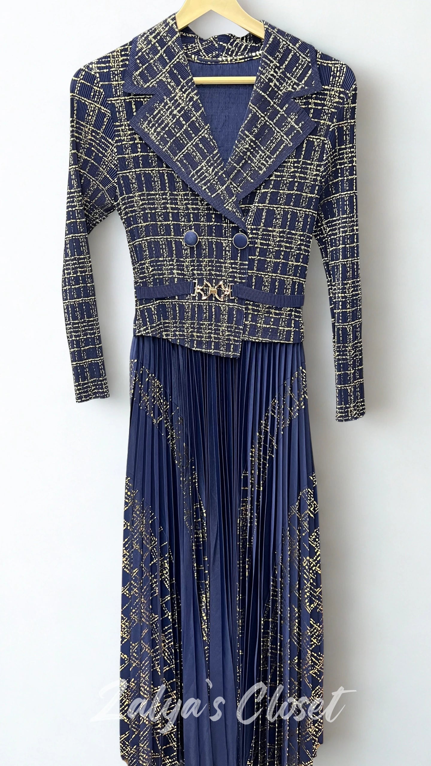 Imported Foil Printed with attached belt Magic Dress image 15