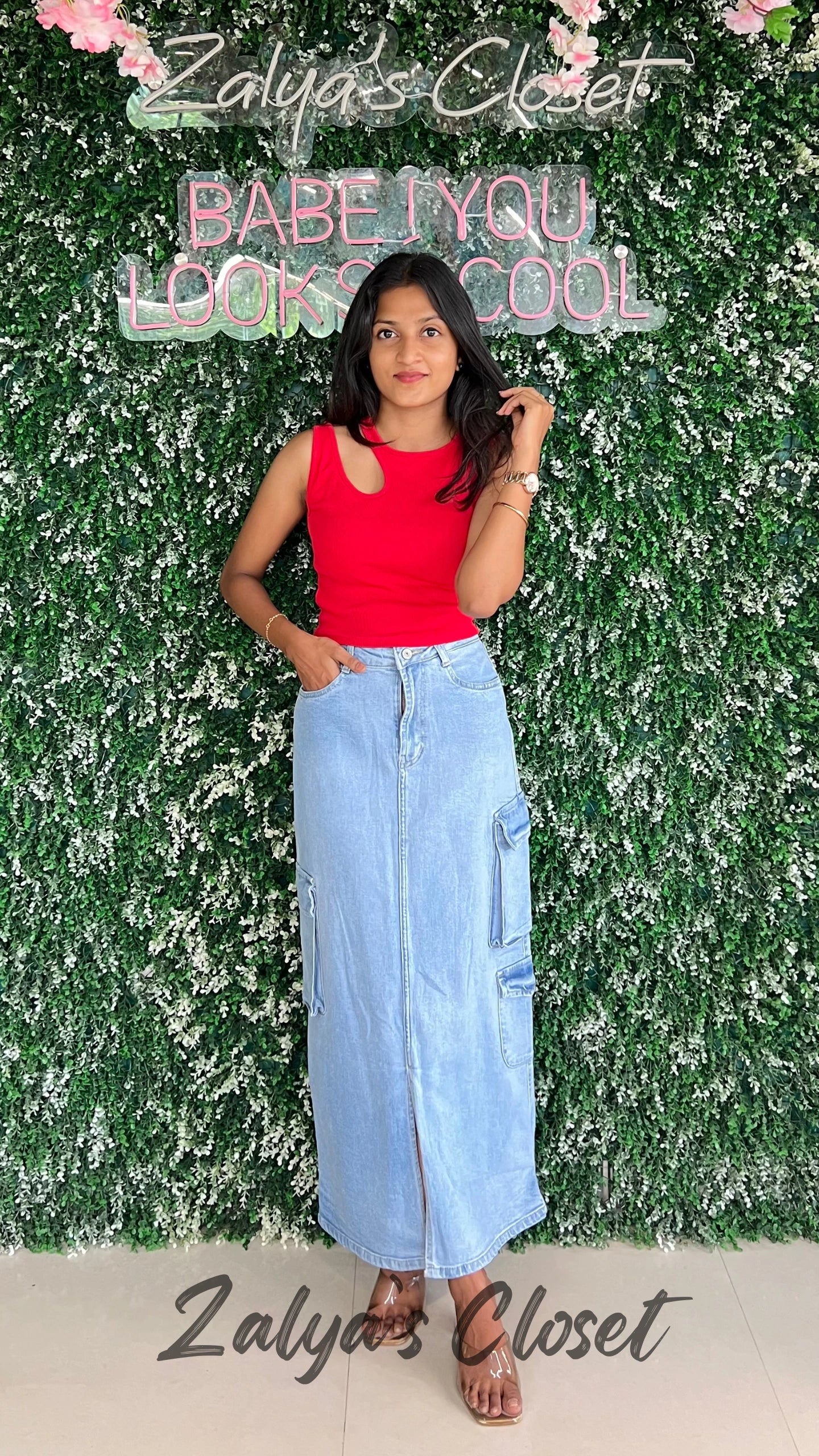 Imported Denim Cargo Style Skirt image 4