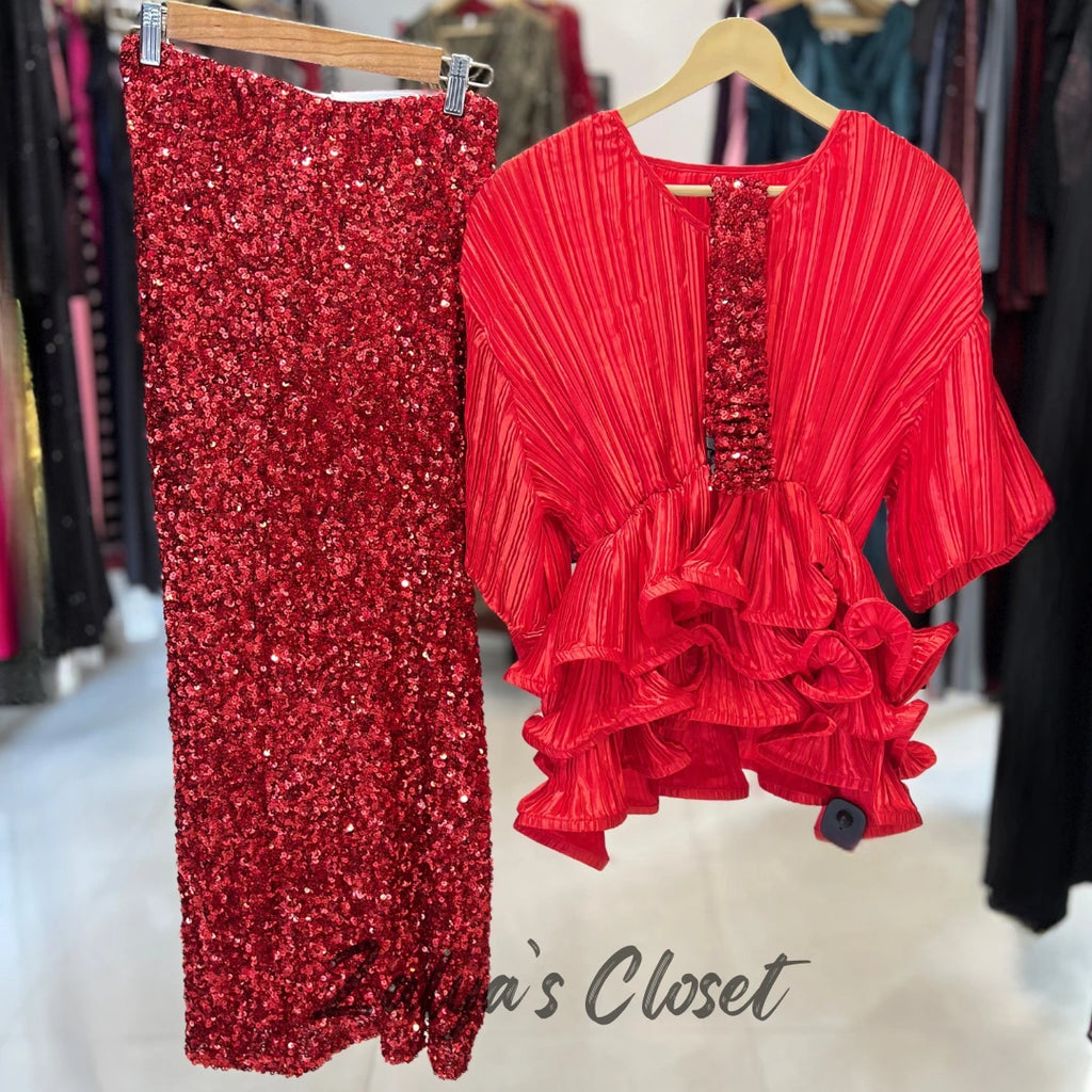 Peplum Style Top and Skirt Co-ord Set