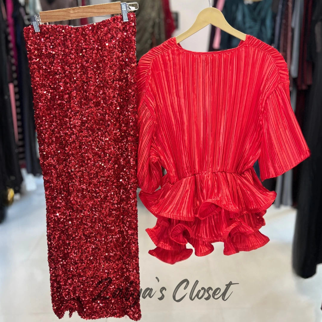 Peplum Style Top and Skirt Co-ord Set