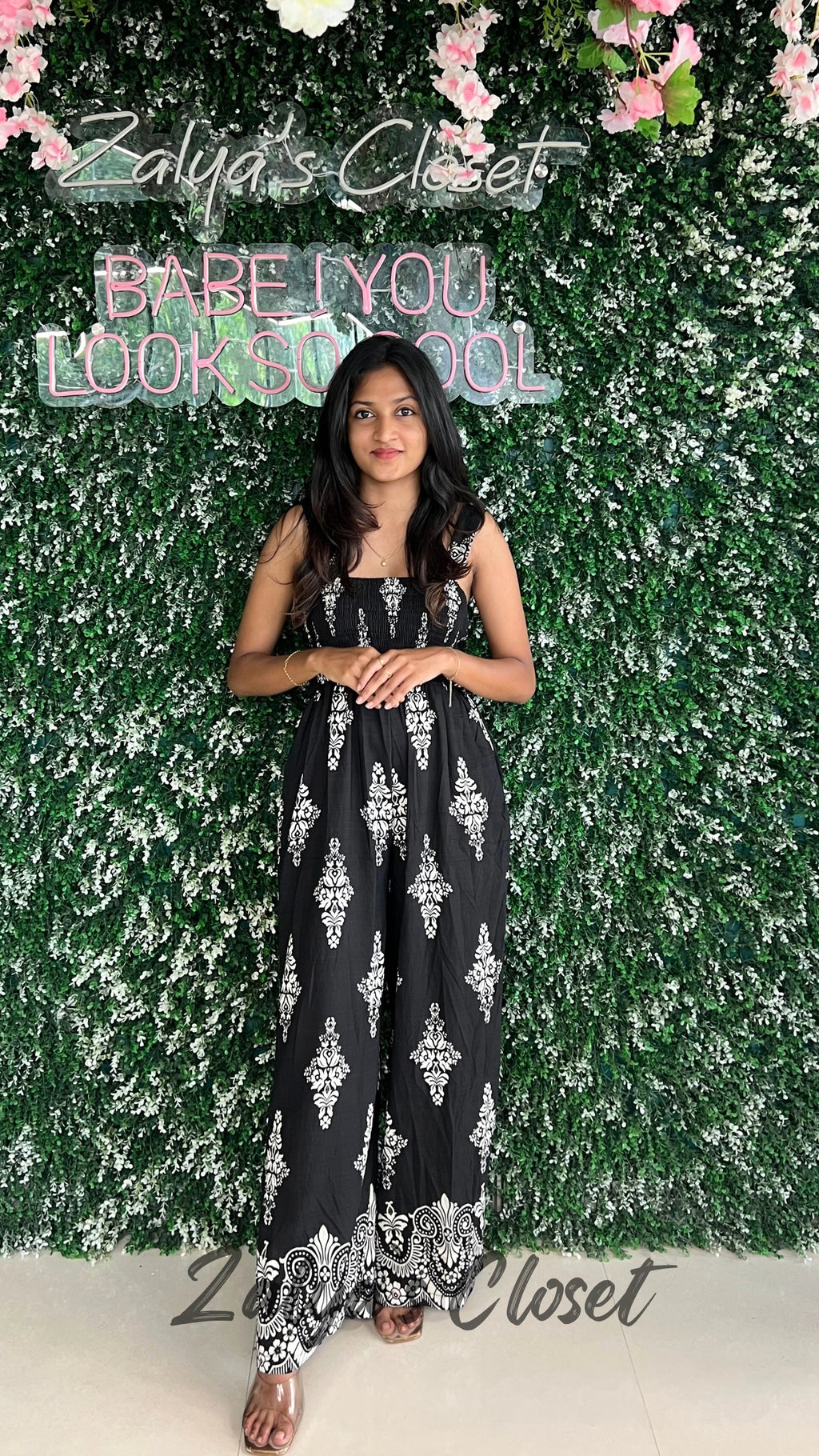 Imported Printed Jumpsuits - Black image