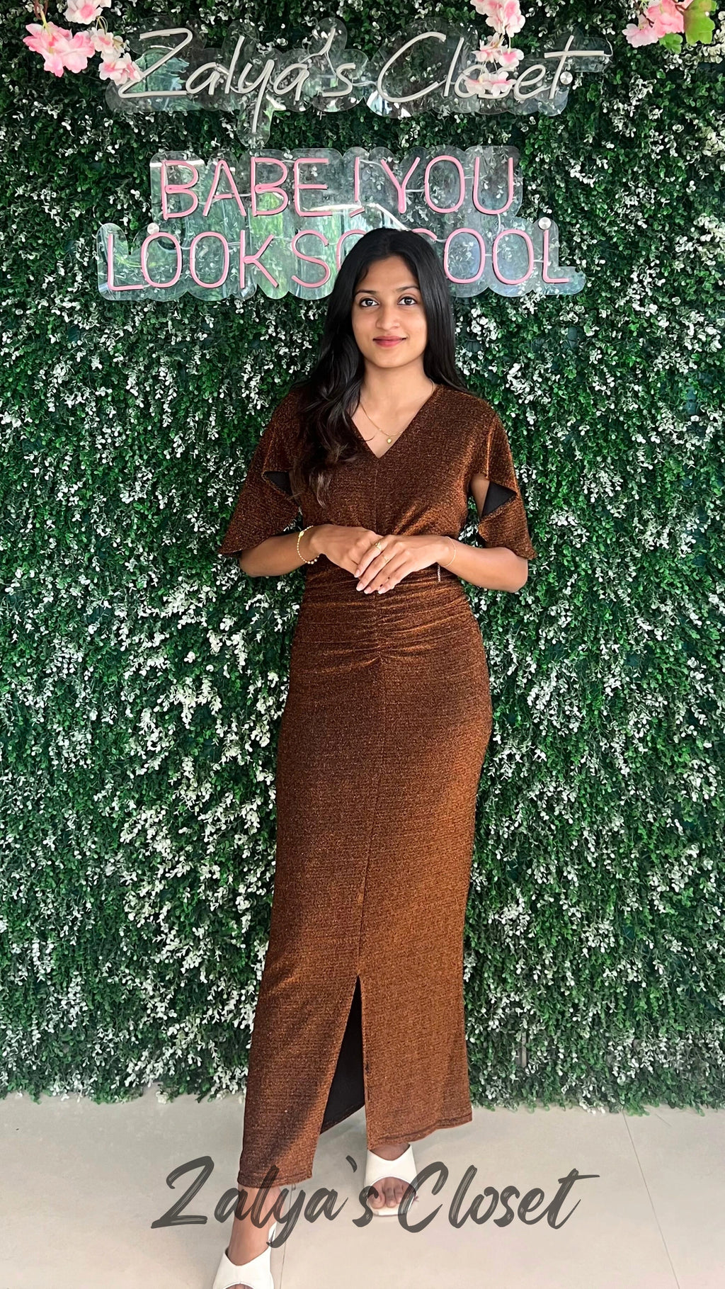 Imported Shimmer V-neck Party Wear image 4