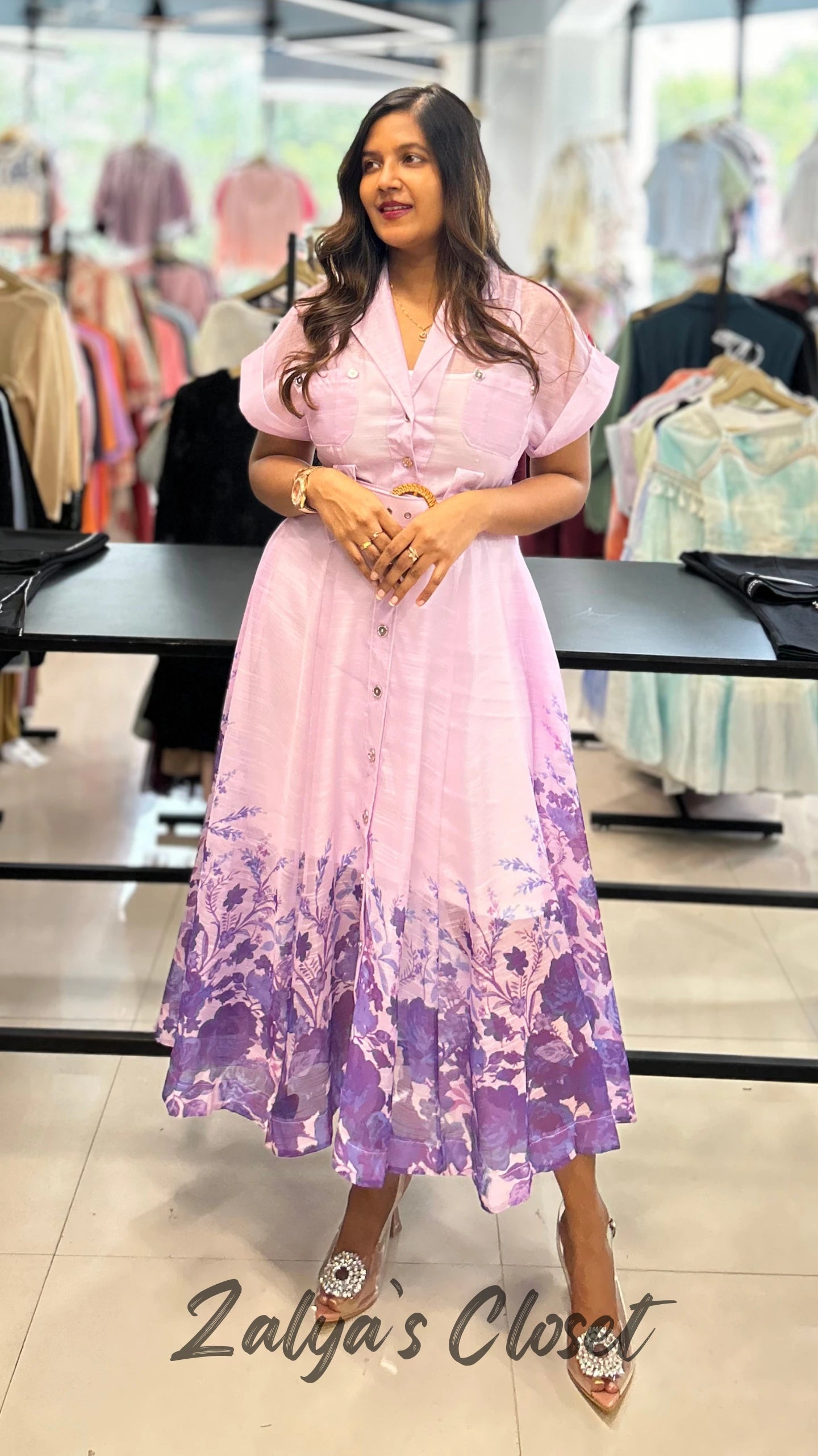 Imported Printed Dress with Inner and Belt image 5