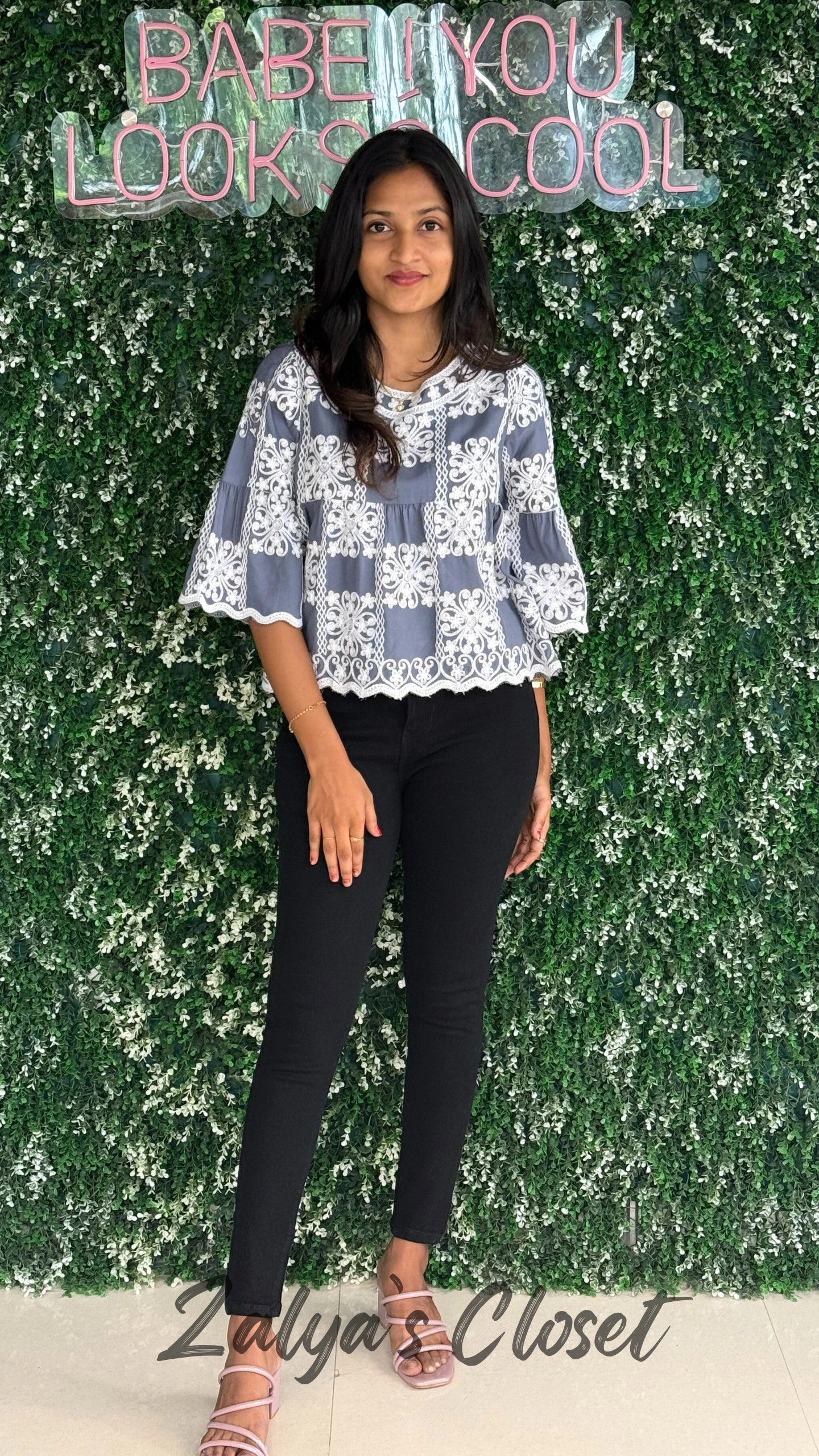 Top with Embroidered Detailing - Grey image