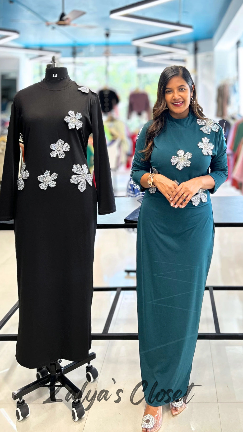 Flower Stone Work Full Length Party wear image 6