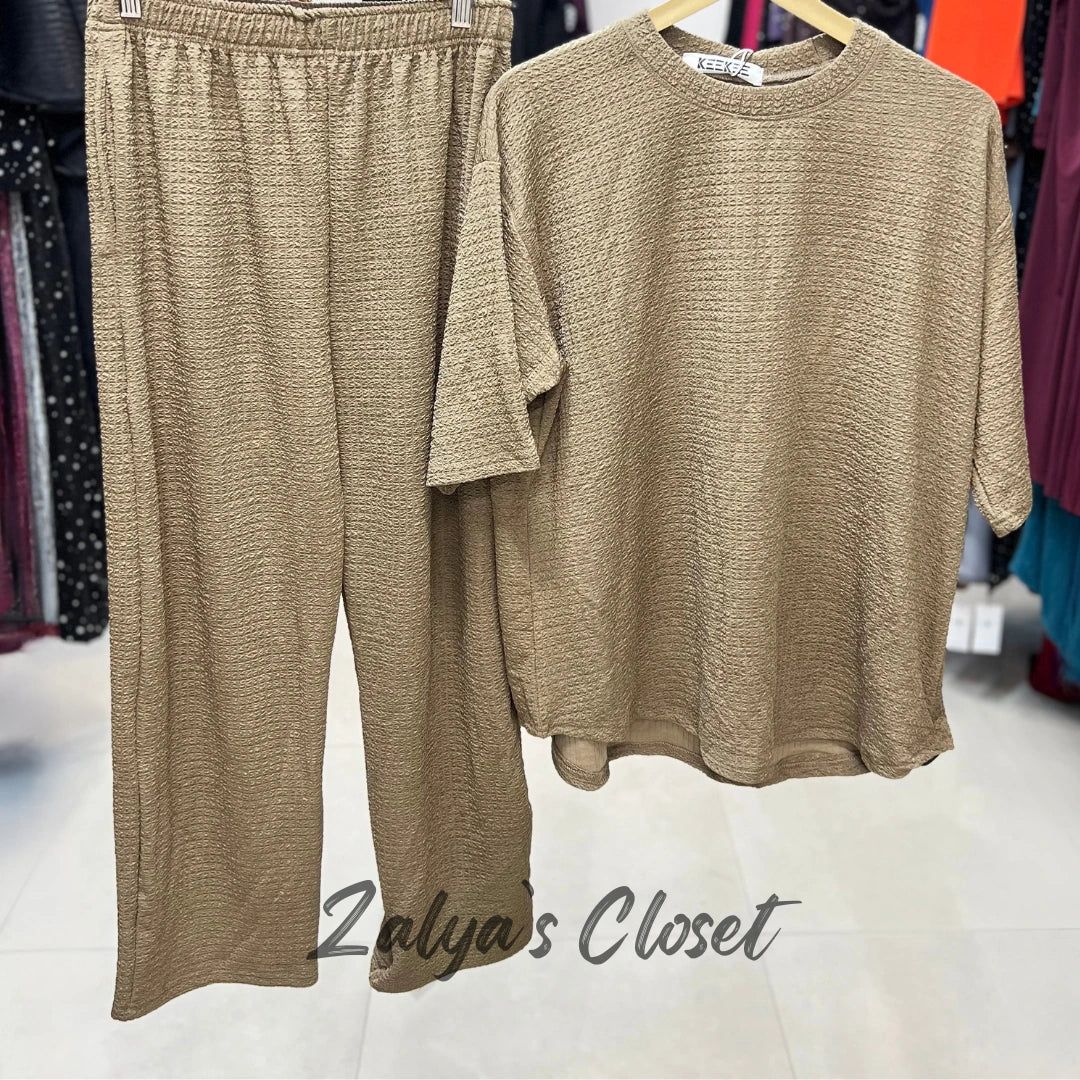 Solid Color Co-ord Set - Light Brown image