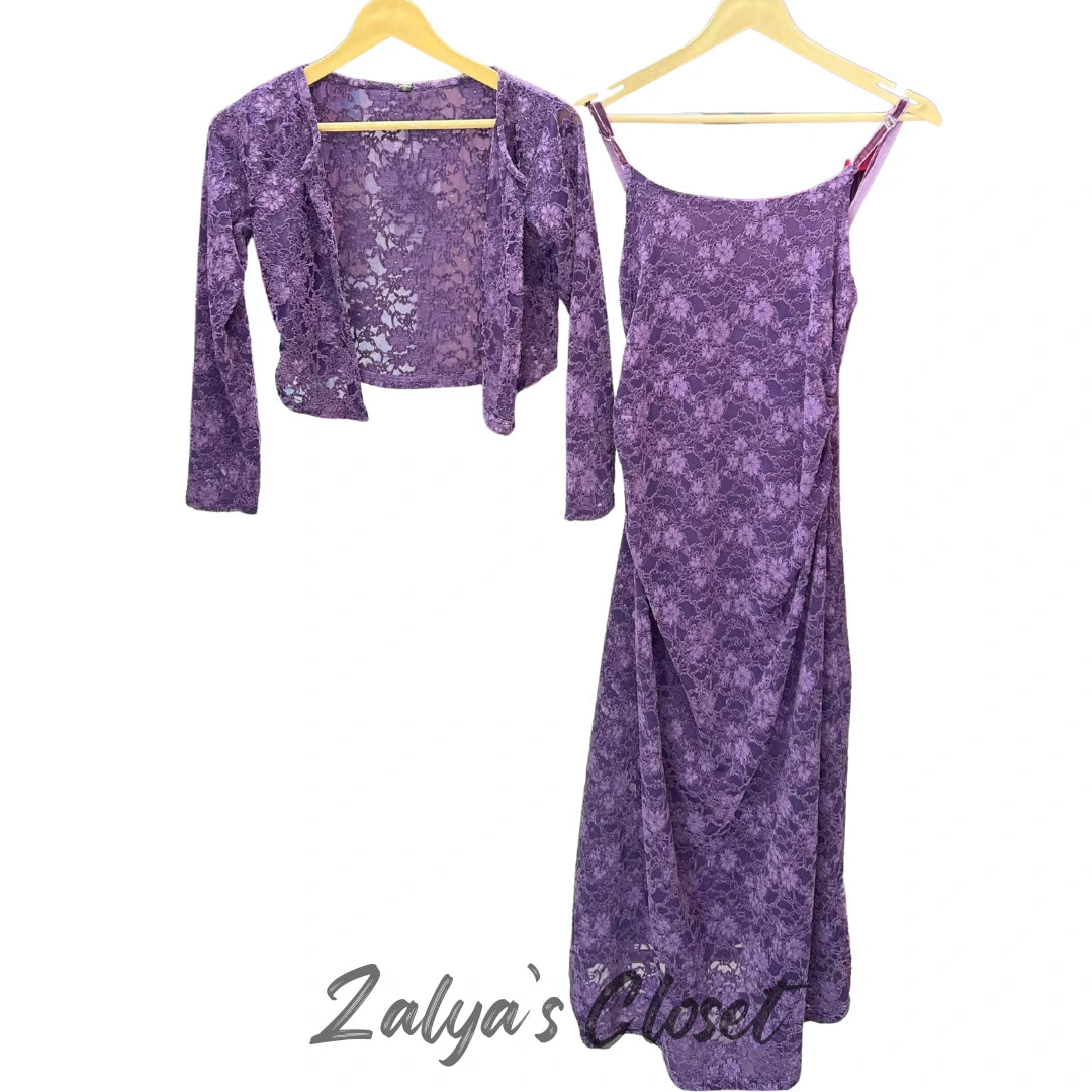 Imported Lace Design Slip Dress with Shrug image 9