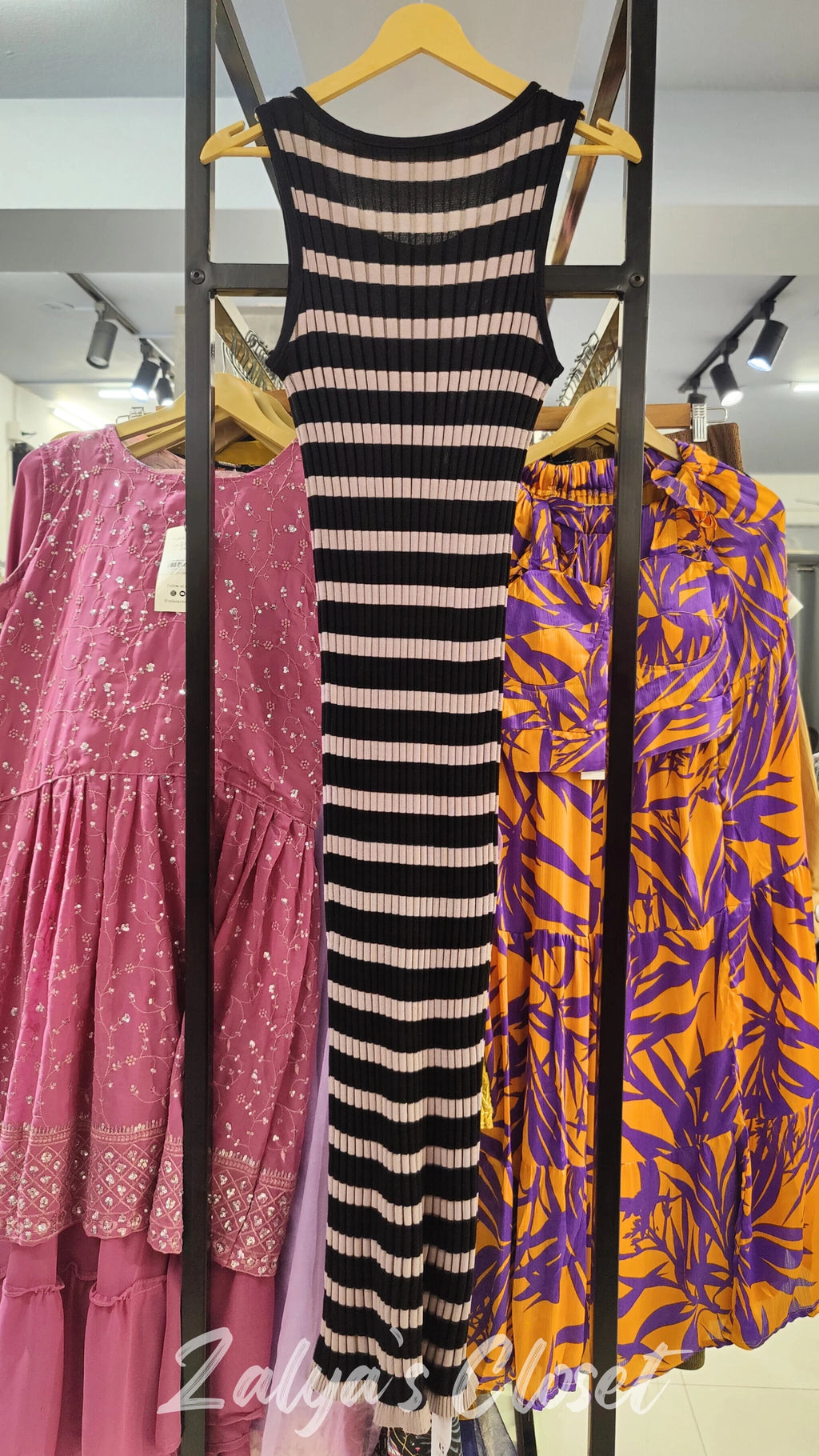 Imported Knitted Bodycon Dress Striped image 4