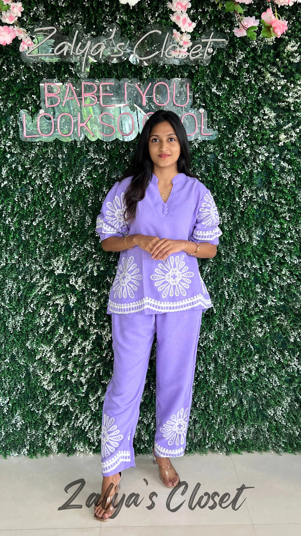 Cropped Pant and Top Co-ord Set - Lavendar image