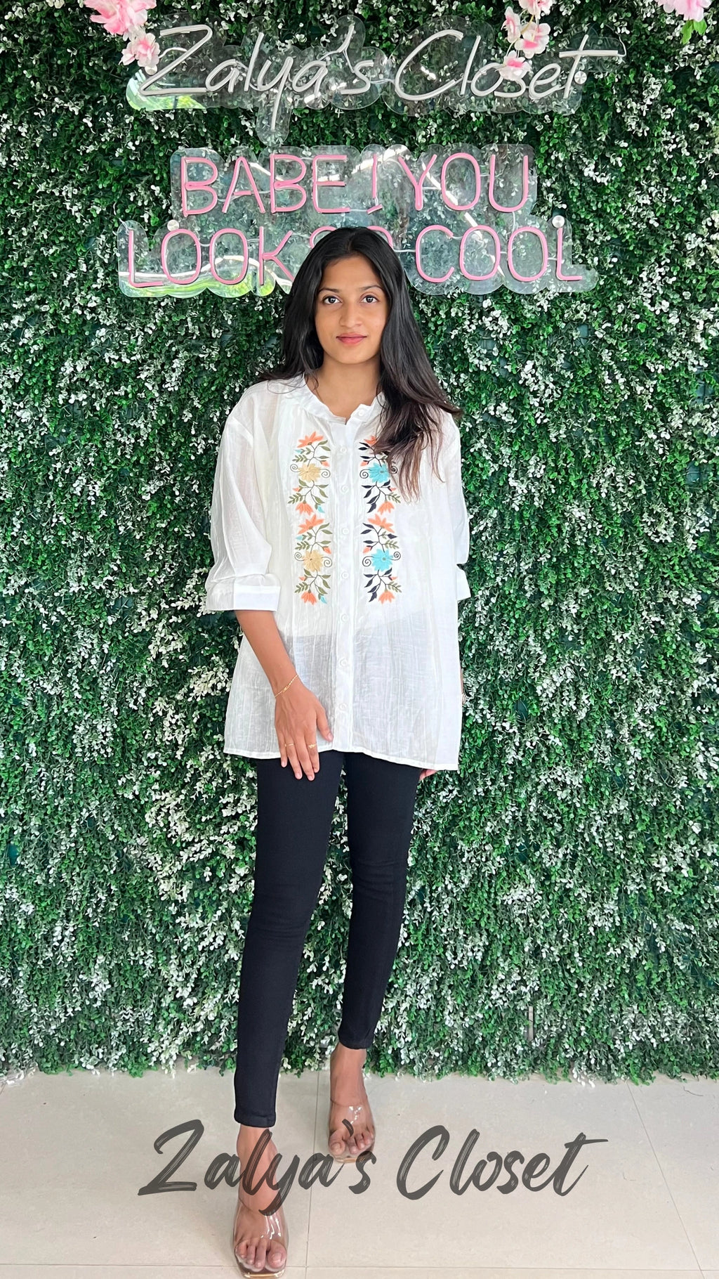 Embroidered Tops Plus Size - White, 44 " - 48 " image