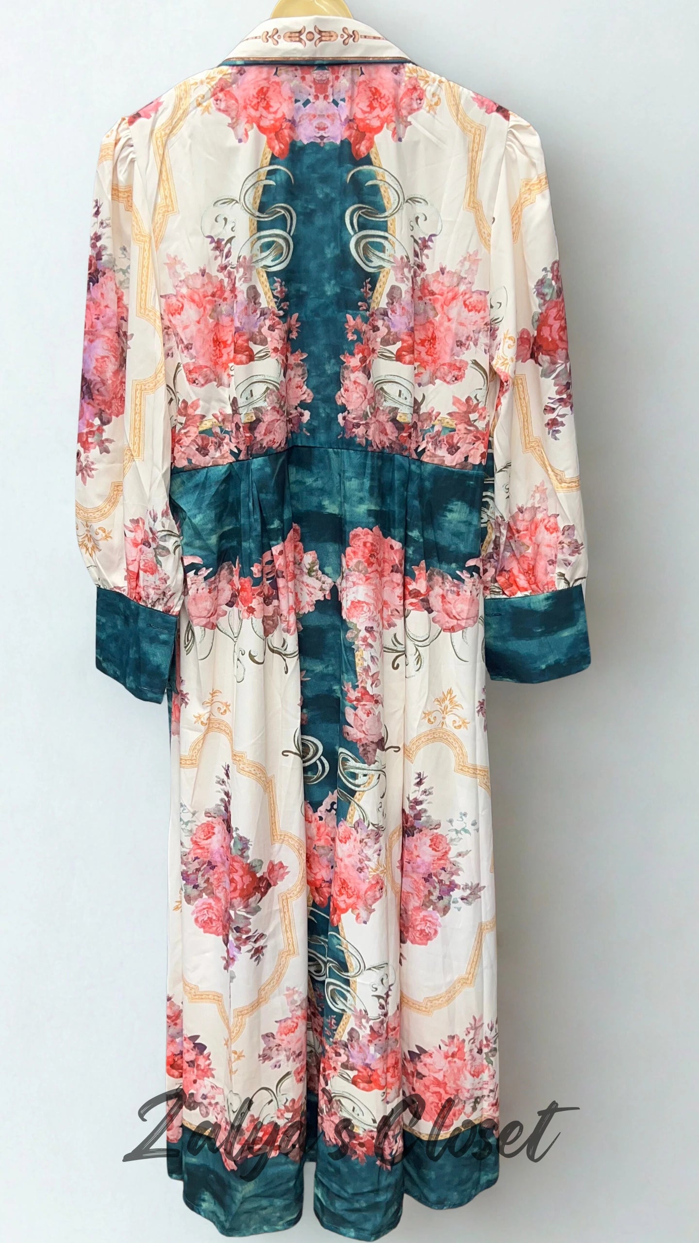 Flower Printed Full Length Gown with Belt image 3