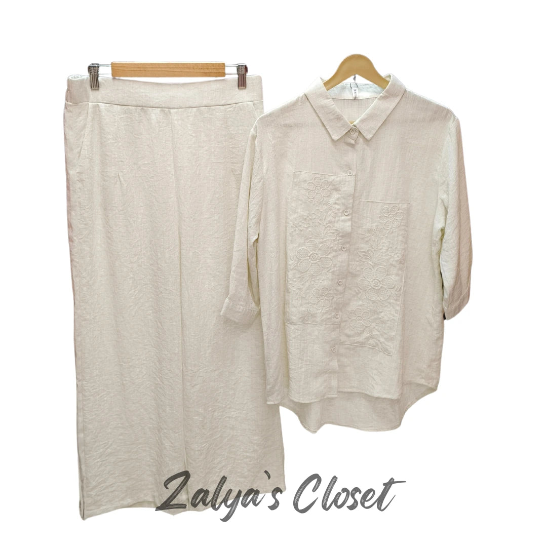 Linen Embroidered Co-ord Set image 13