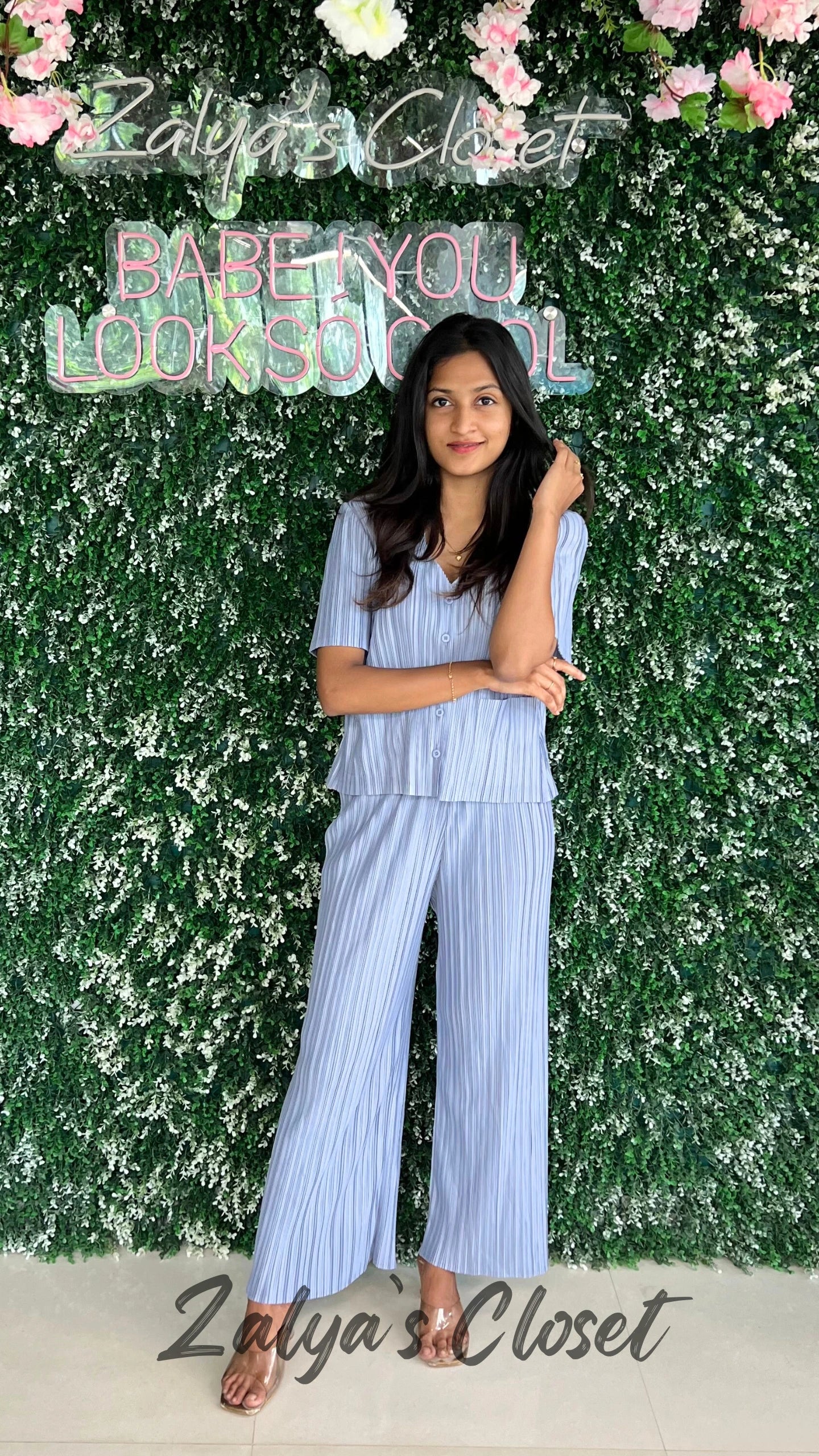 Imported Pleated Solid Co-ord Set image 2