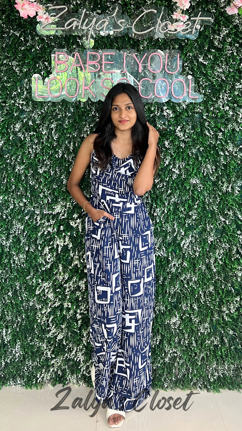 Imported Printed Jumpsuits - Blue image