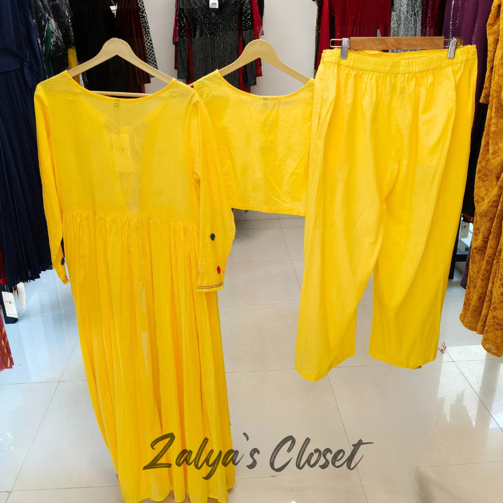 3 Pcs Long Shrug Co-ord Set With Inner