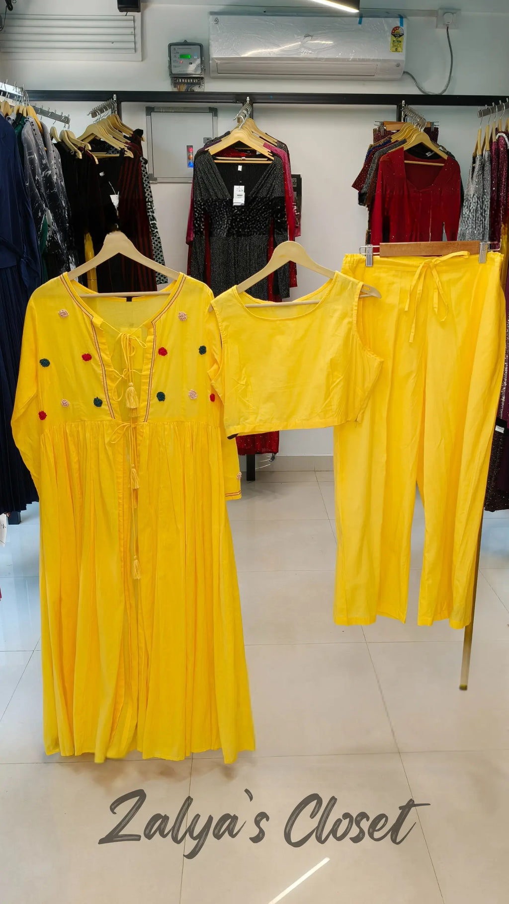 3 Pcs Long Shrug Co-ord Set With Inner