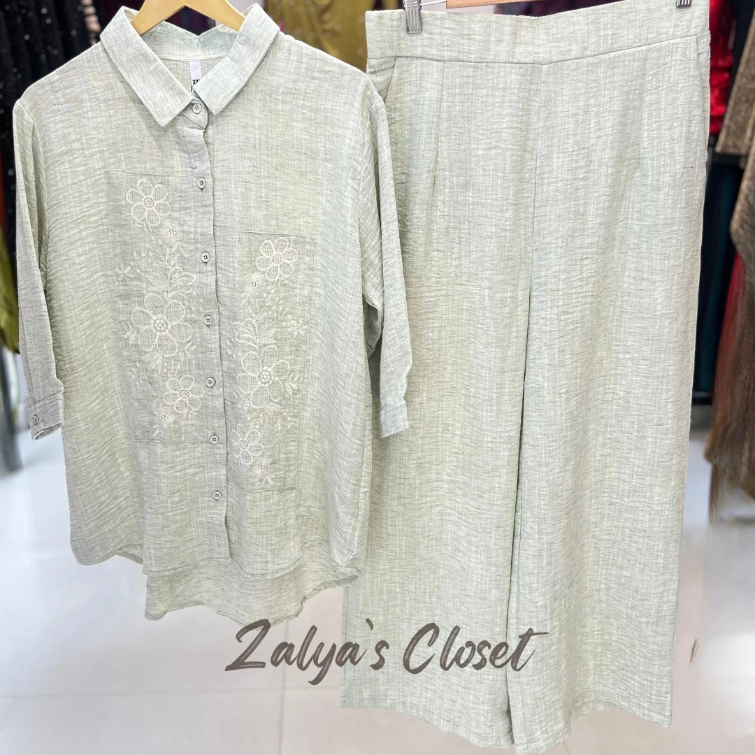 Linen Embroidered Co-ord Set image 4