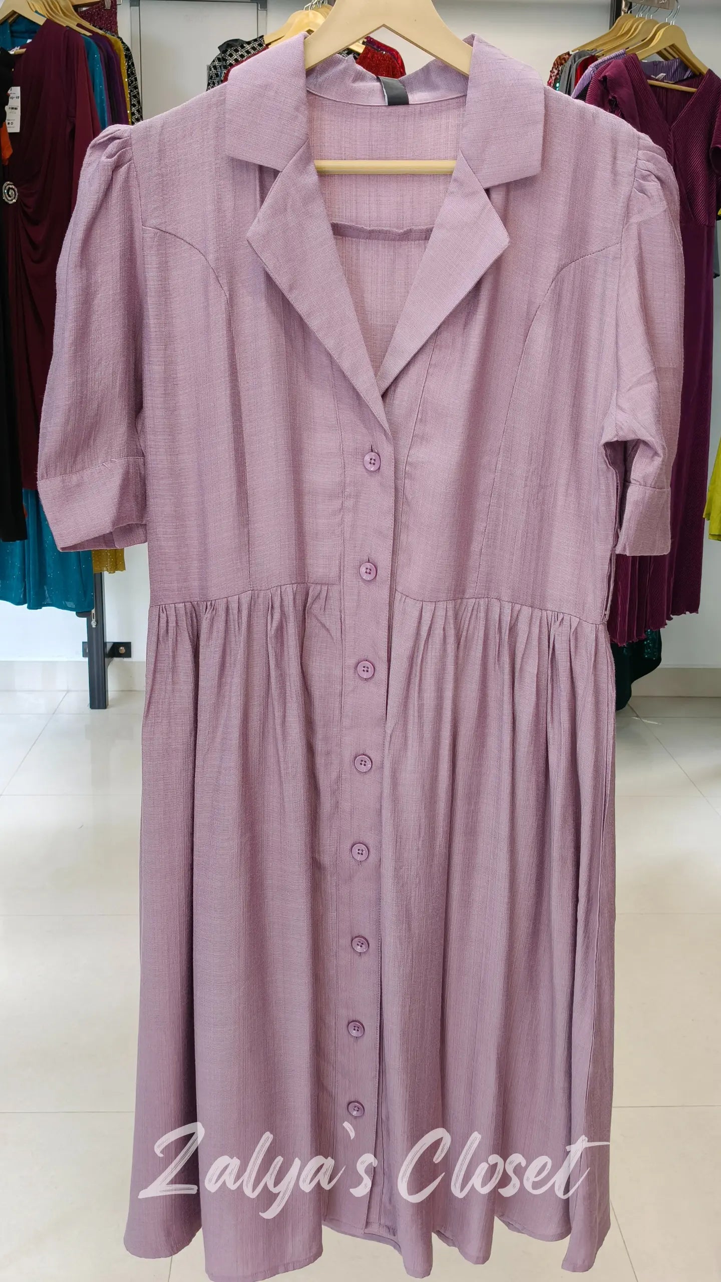 Collar Neck Cotton Puff Sleeve Dress image 2