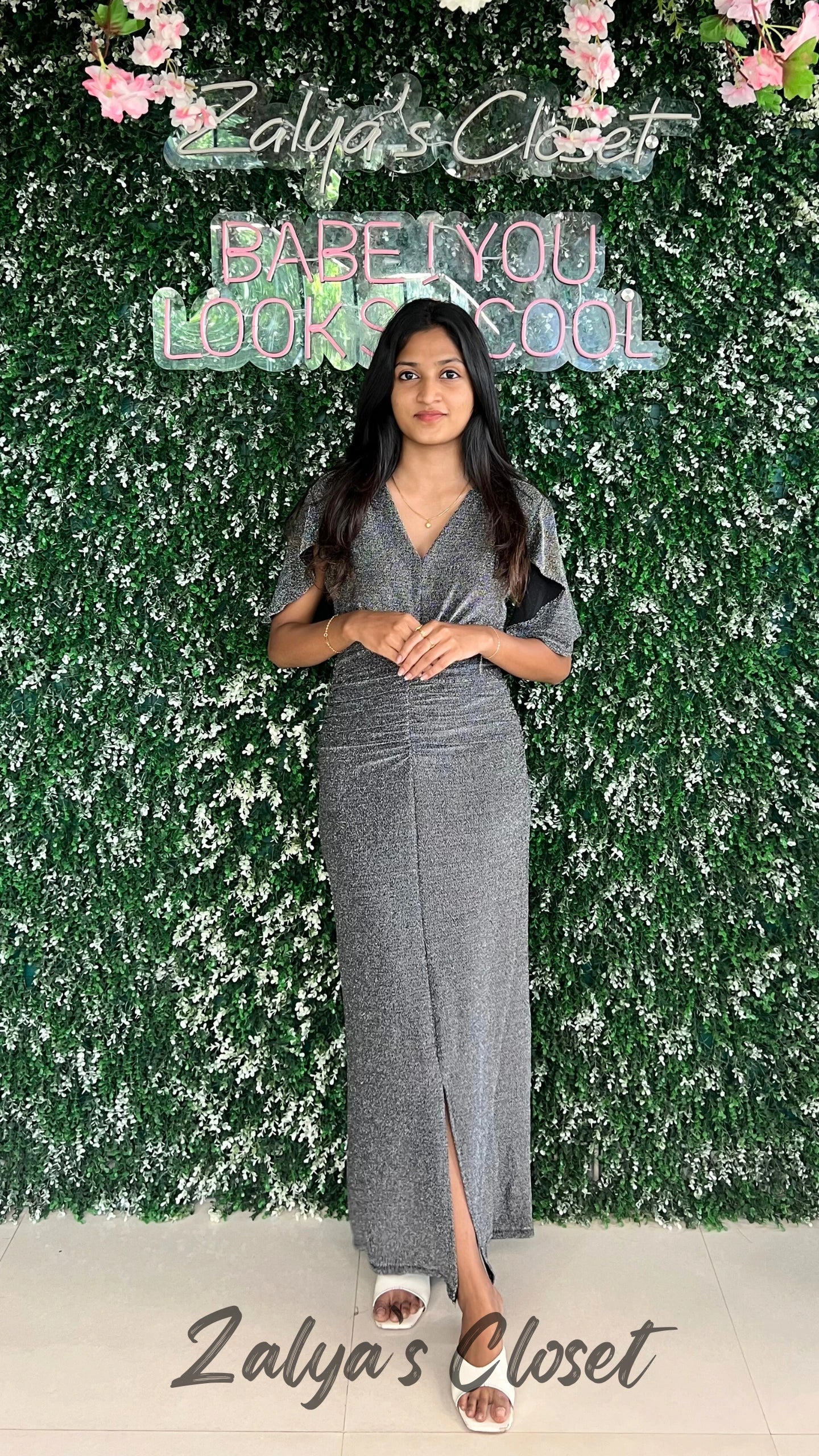 Imported Shimmer V-neck Party Wear image 2