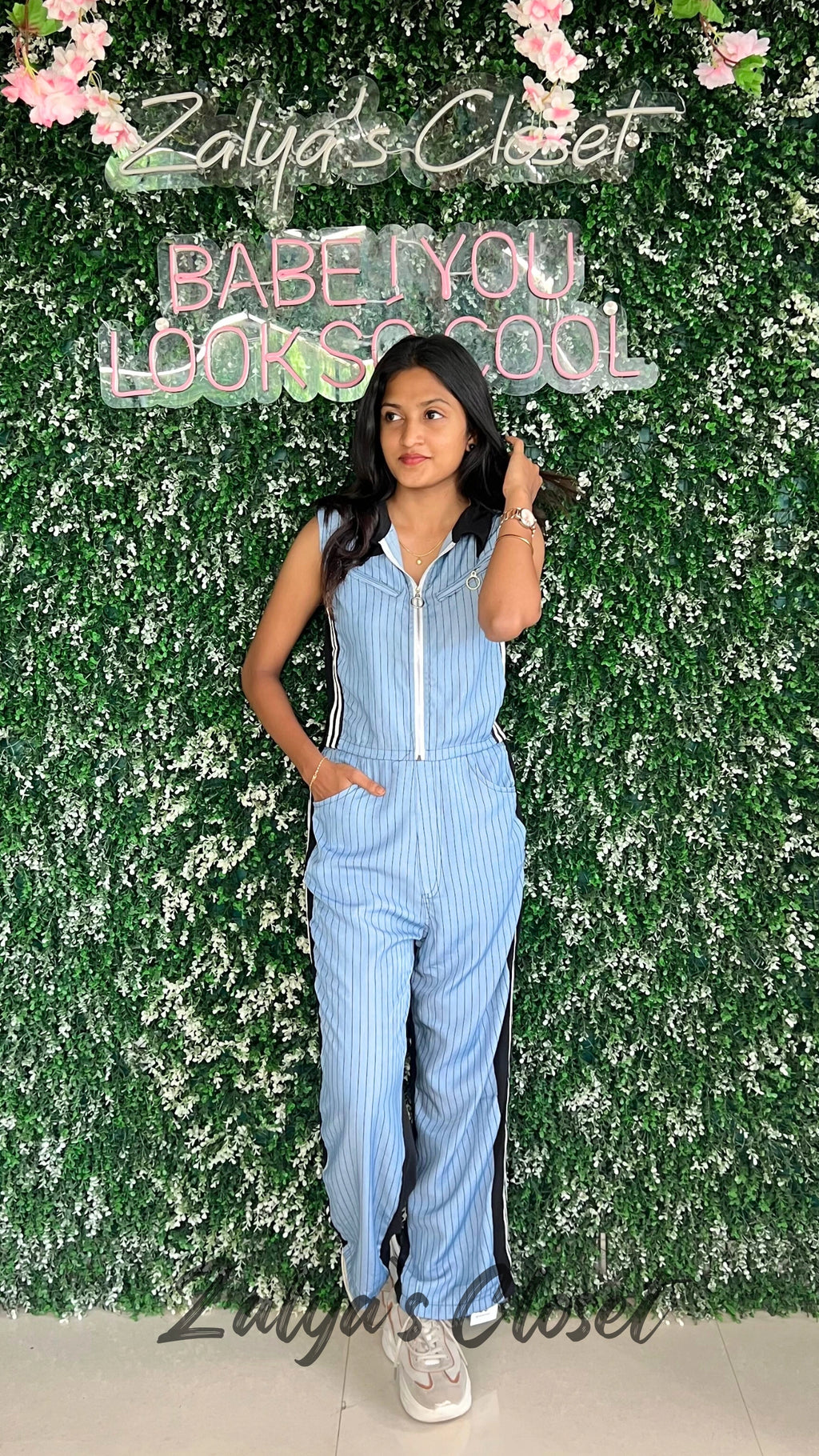 Sleeveless Vertical Striped Denim Co-ord Set image 9