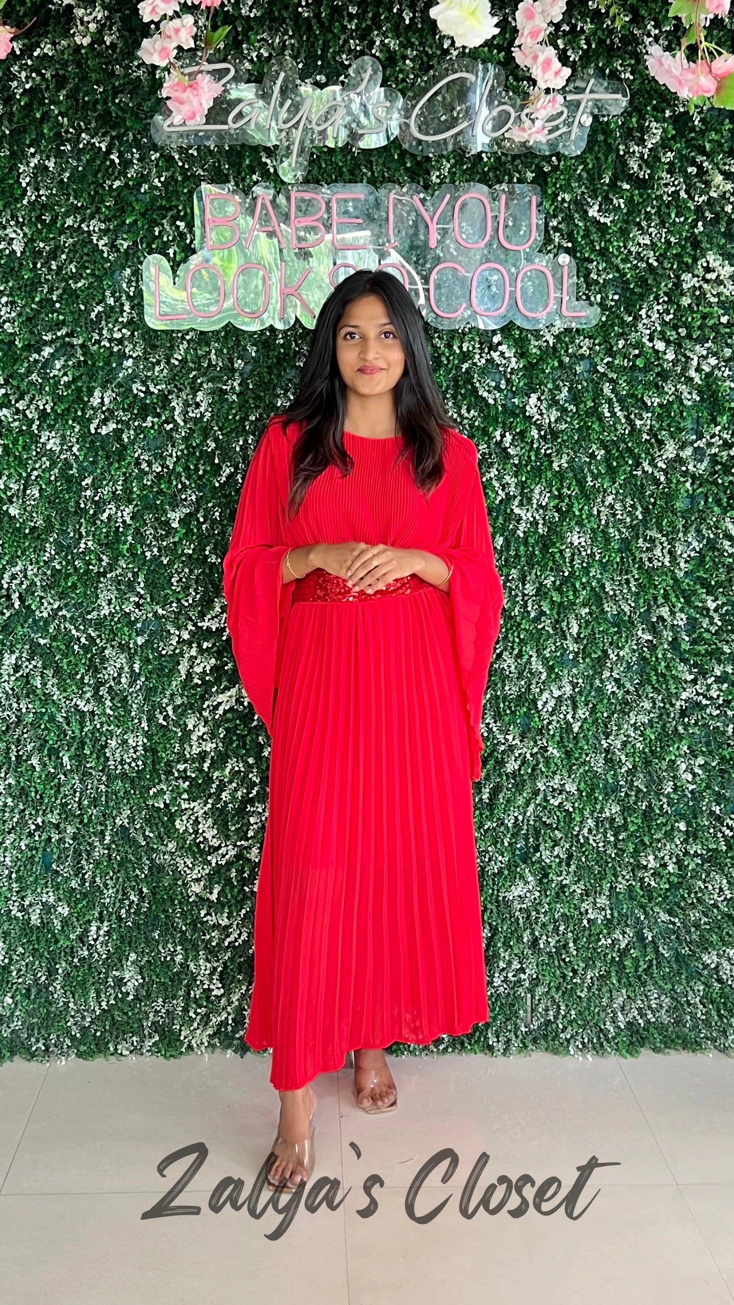 Imported Flared georgette Dress with Belt image 6