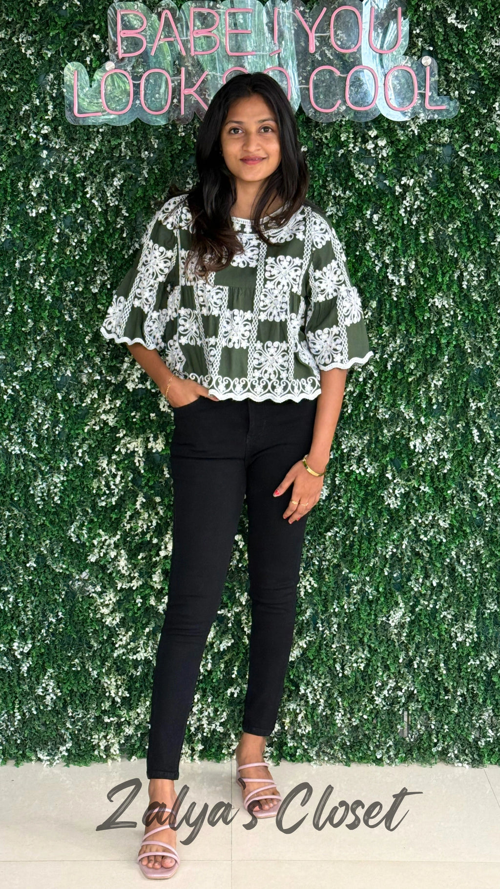 Top with Embroidered Detailing - Green image